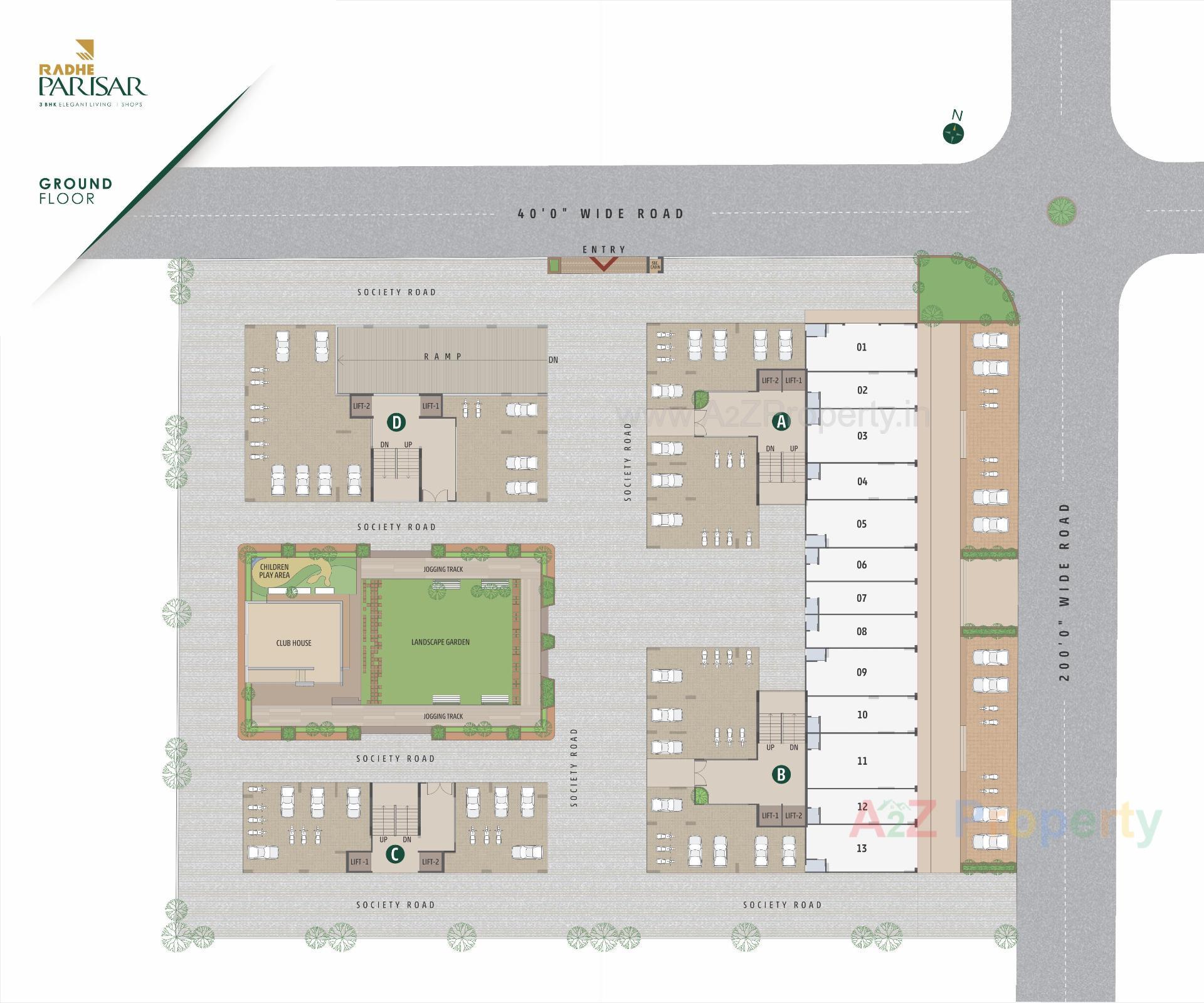 Layout of real estate project Radhe Parisar located at Hathijan, Ahmedabad, Gujarat