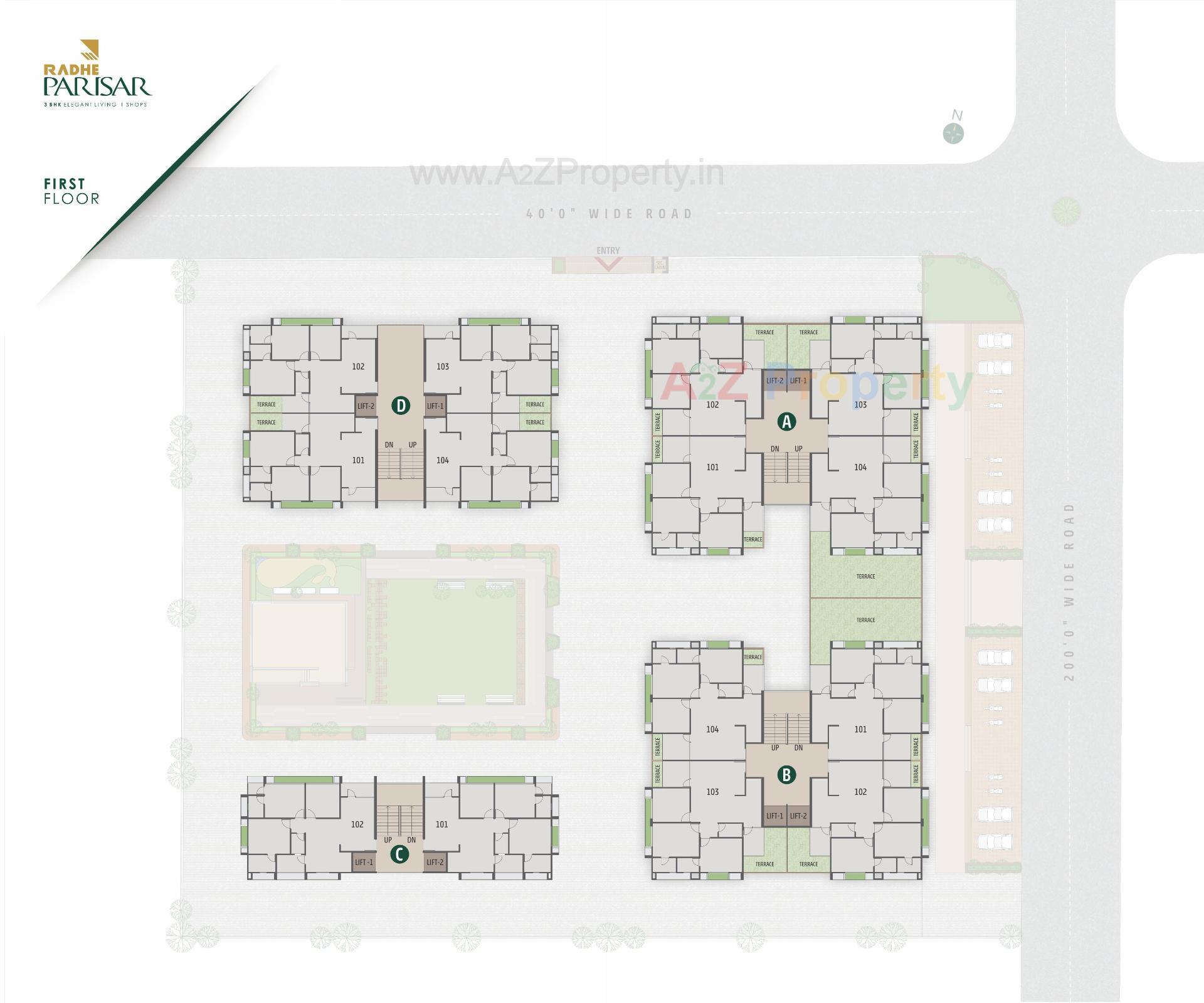 Layout of real estate project Radhe Parisar located at Hathijan, Ahmedabad, Gujarat