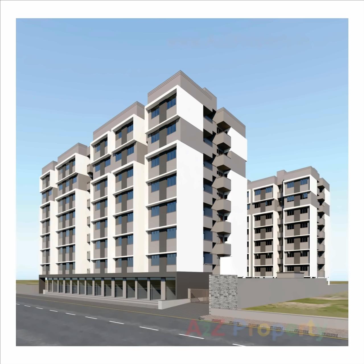 3D Elevation of real estate project Radhey Infinity located at Vinzol, Ahmedabad, Gujarat