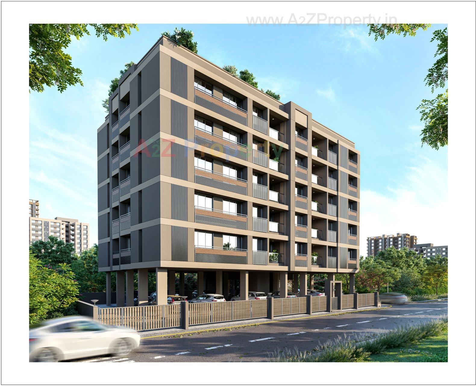 3D Elevation of real estate project Rajharsh Enclave located at Kochrub, Ahmedabad, Gujarat