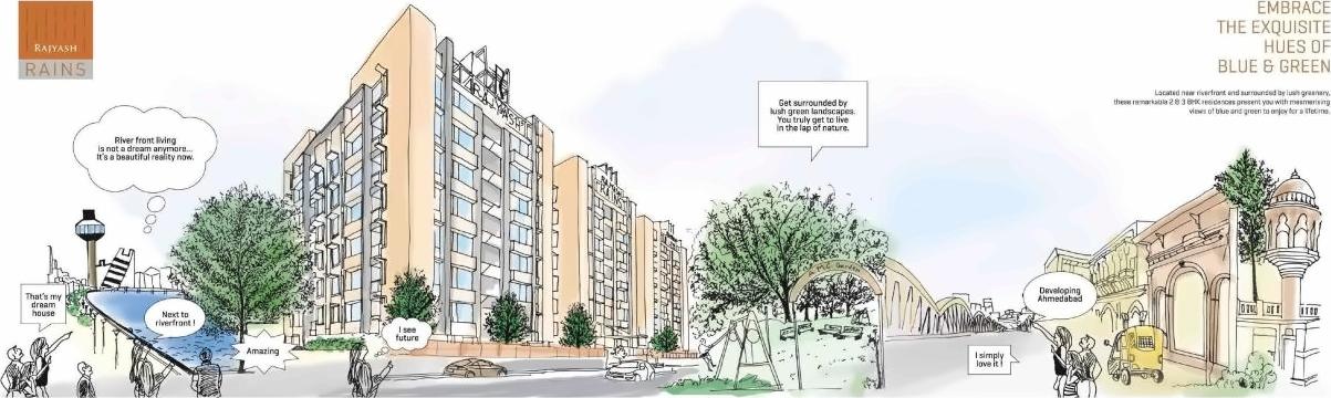 3D Elevation of real estate project Rajyash Rains located at Shahwadi, Ahmedabad, Gujarat