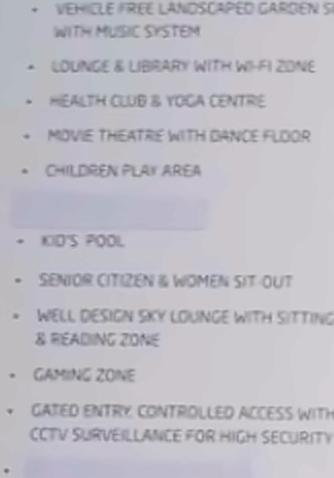 Amenities of Rajyash Revirium