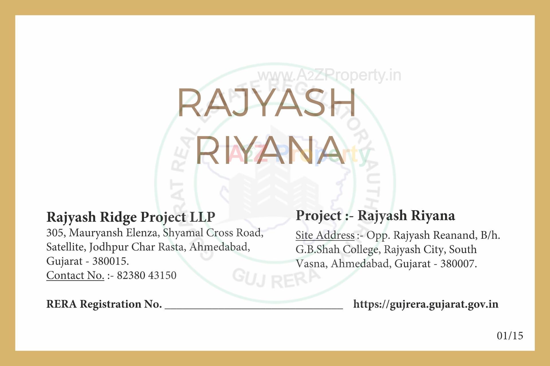  of real estate project Rajyash Riyana located at Vasna, Ahmedabad, Gujarat