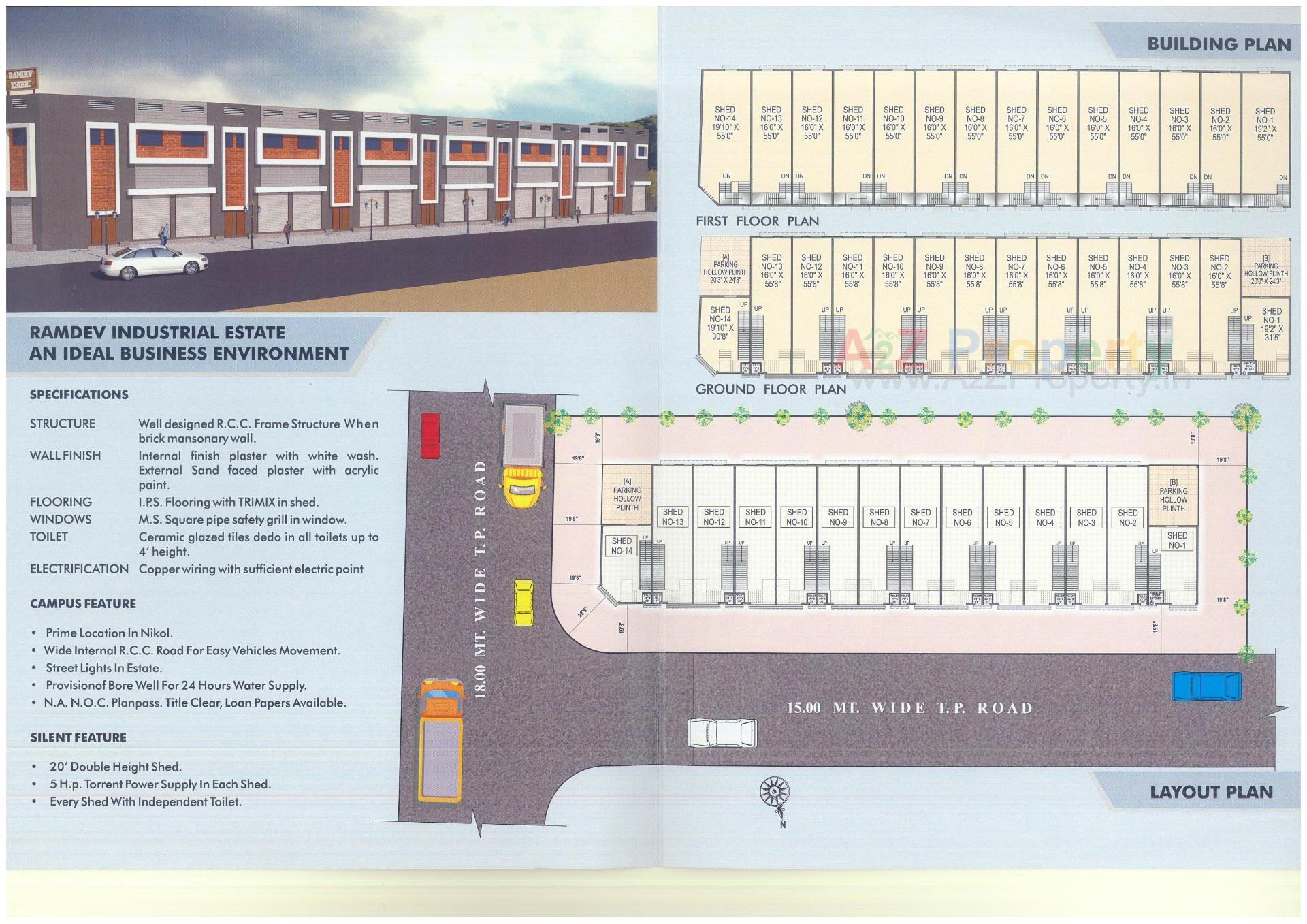 Layout of real estate project Ramdev Industrial Estate located at Nikol, Ahmedabad, Gujarat
