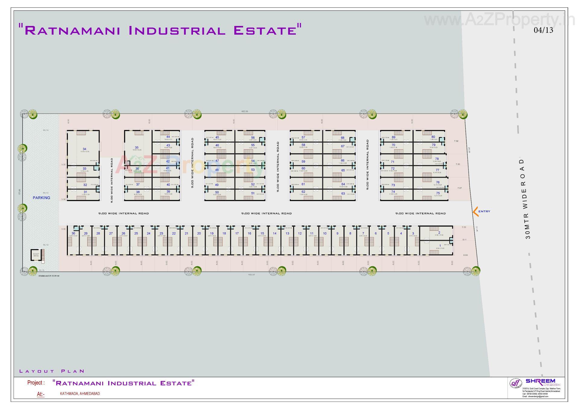 Layout of real estate project Ratnamani Industrial Estate located at Kathwada, Ahmedabad, Gujarat
