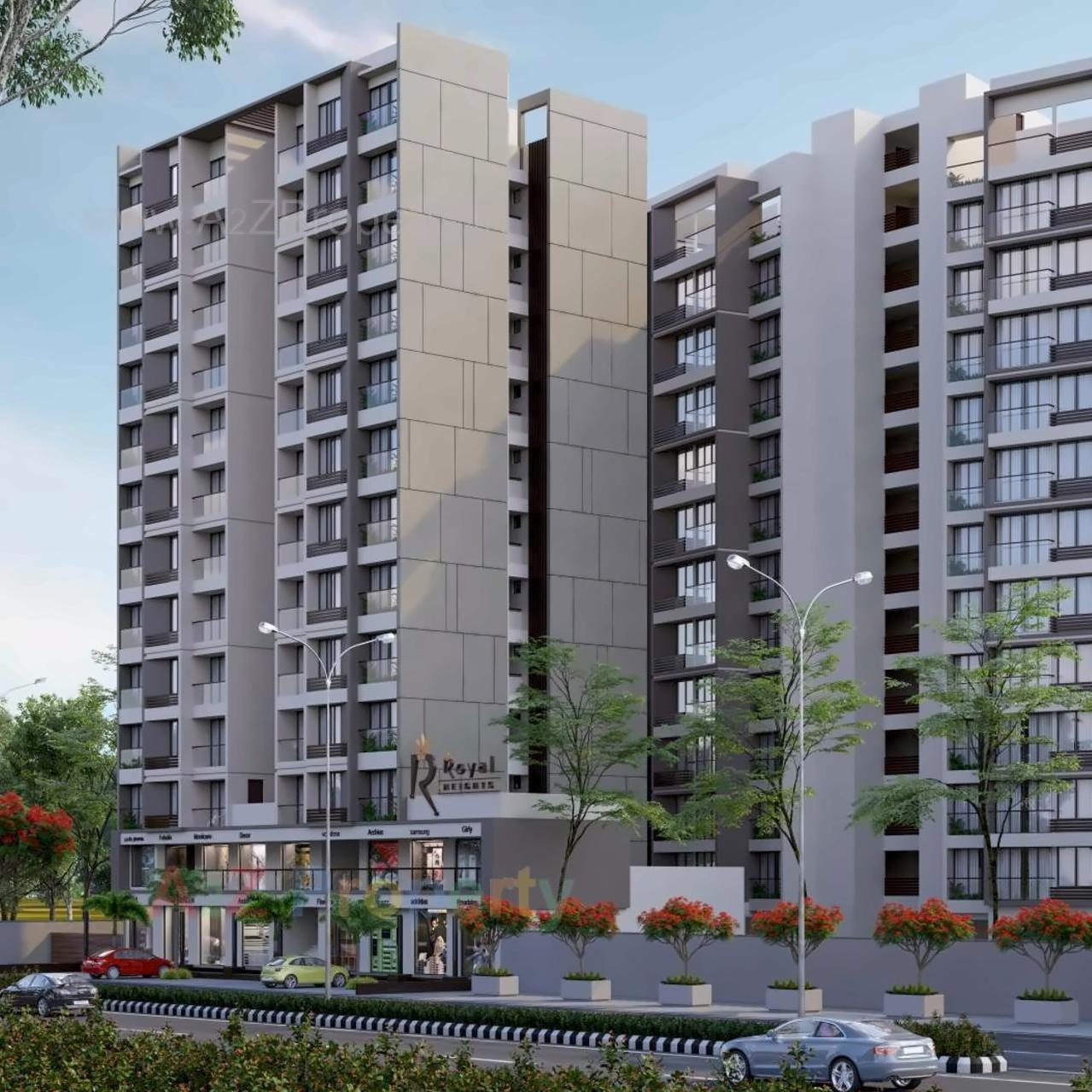 3D Elevation of real estate project Royal Heights located at Gota, Ahmedabad, Gujarat
