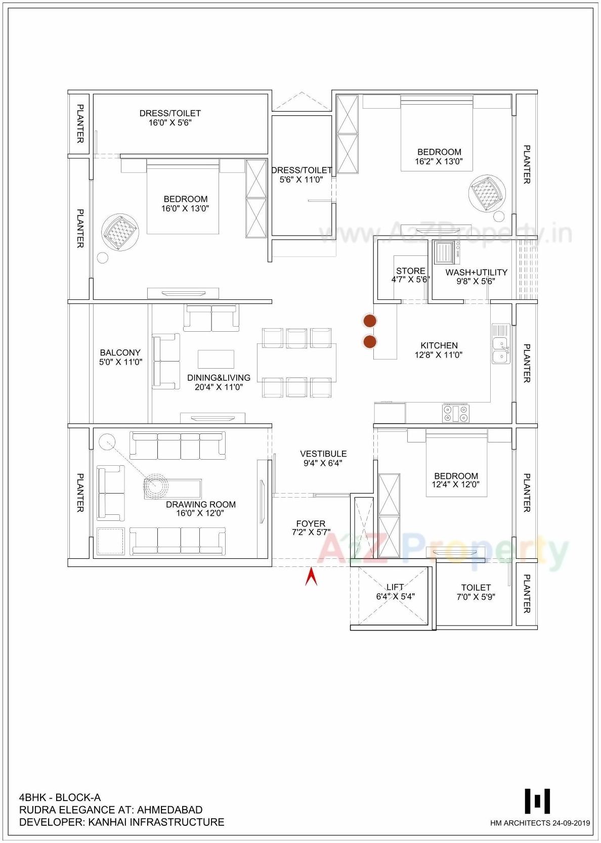 Layout of real estate project Rudra Elegance located at Bodakdev, Ahmedabad, Gujarat
