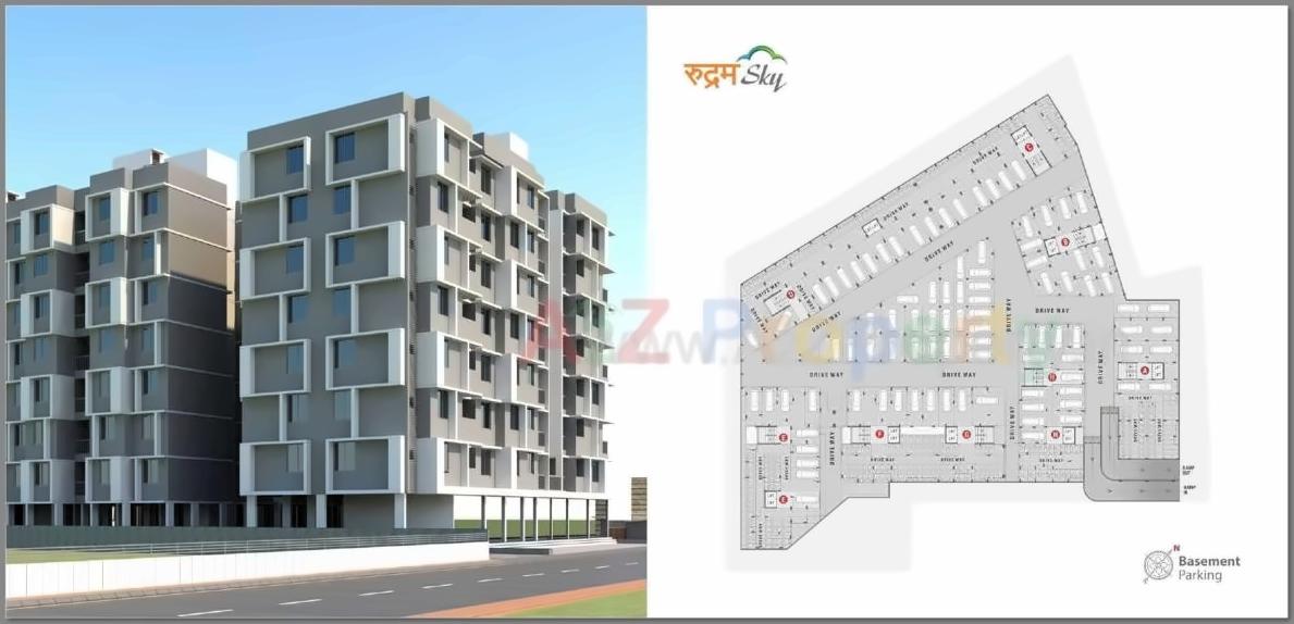 Layout of real estate project Rudram Sky located at Chandlodiya, Ahmedabad, Gujarat