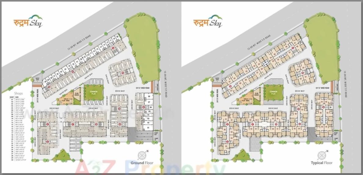 Layout of real estate project Rudram Sky located at Chandlodiya, Ahmedabad, Gujarat