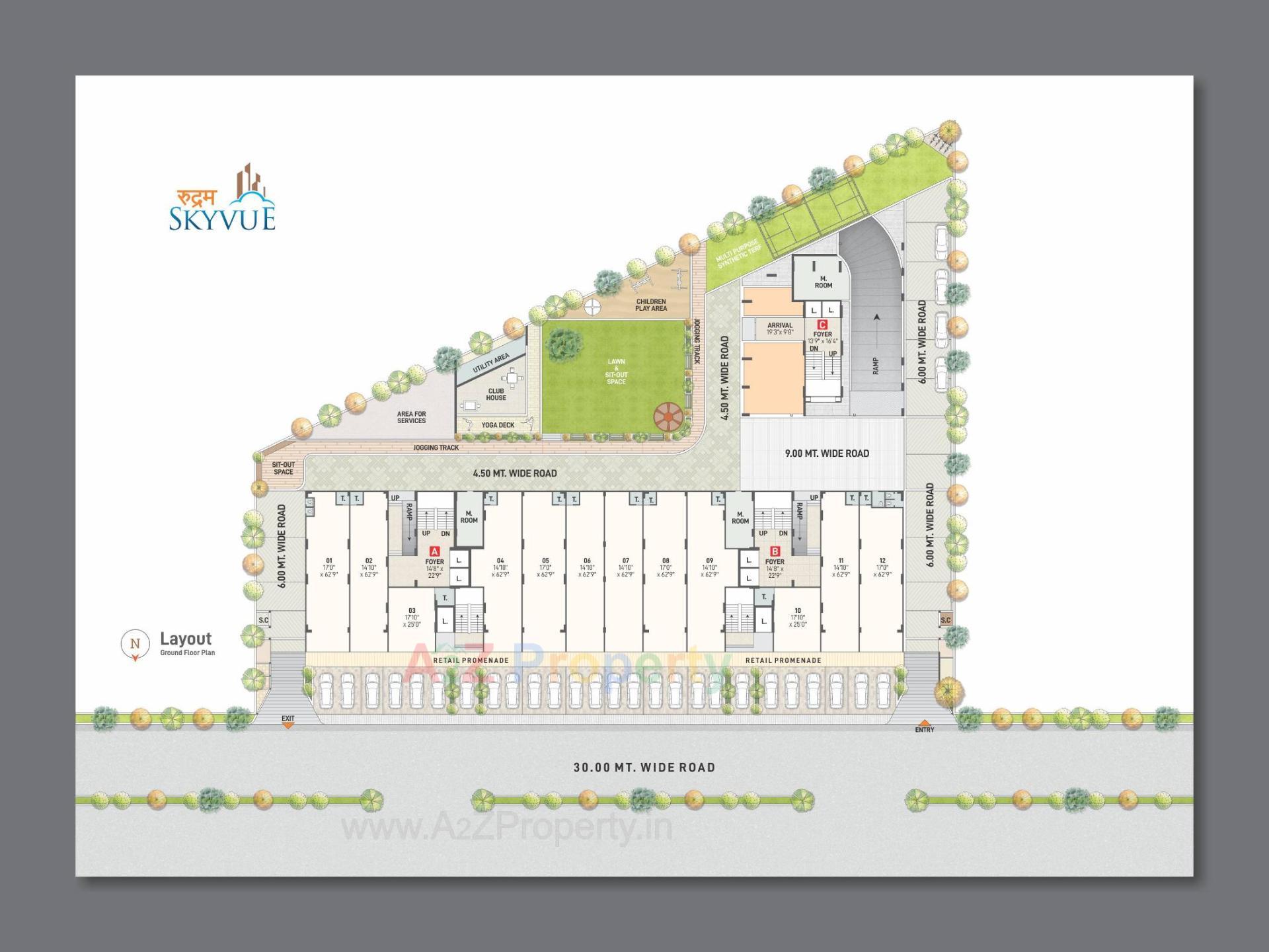 Layout of real estate project Rudram Skyvue located at Gota, Ahmedabad, Gujarat