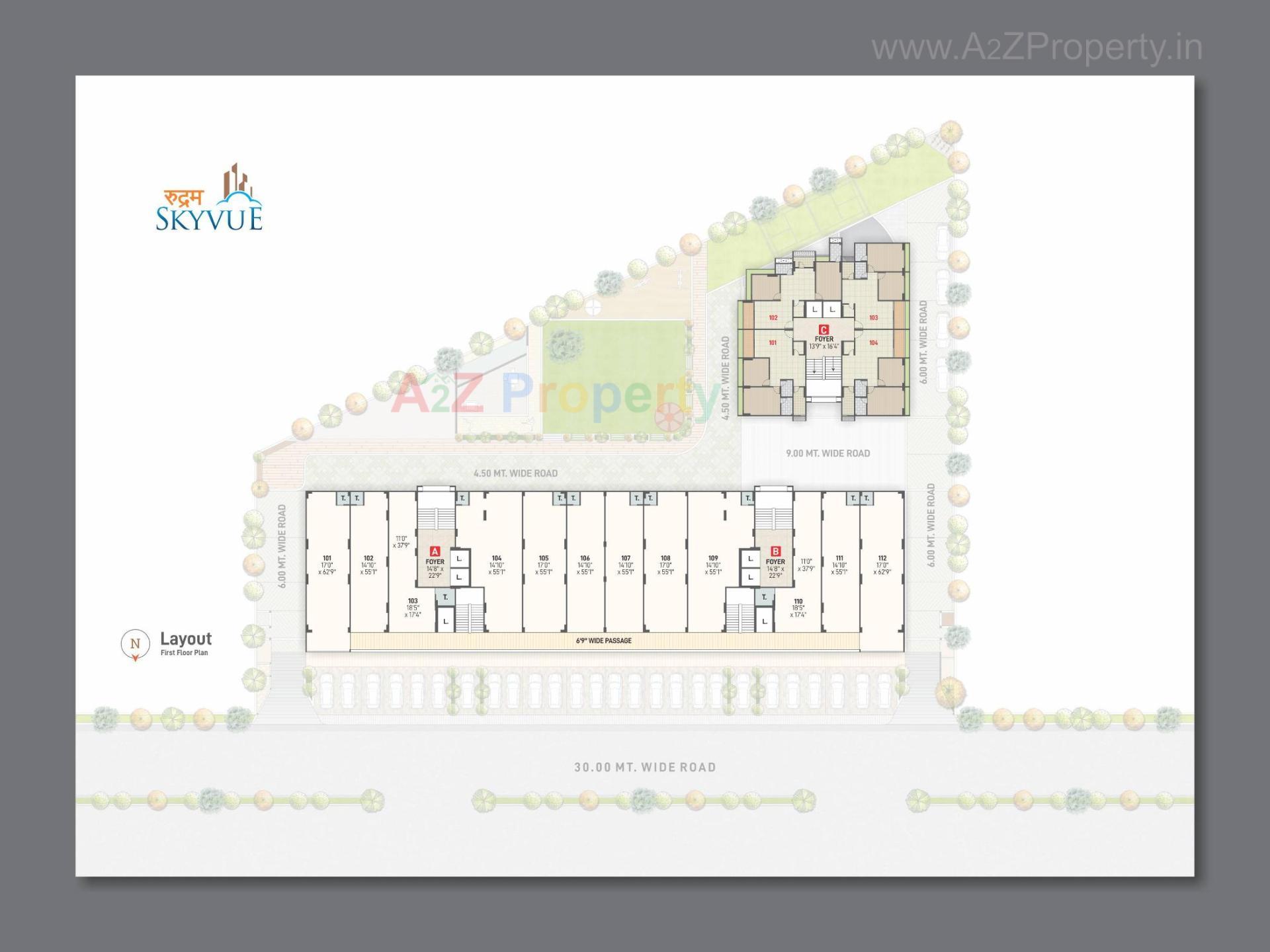 Layout of real estate project Rudram Skyvue located at Gota, Ahmedabad, Gujarat