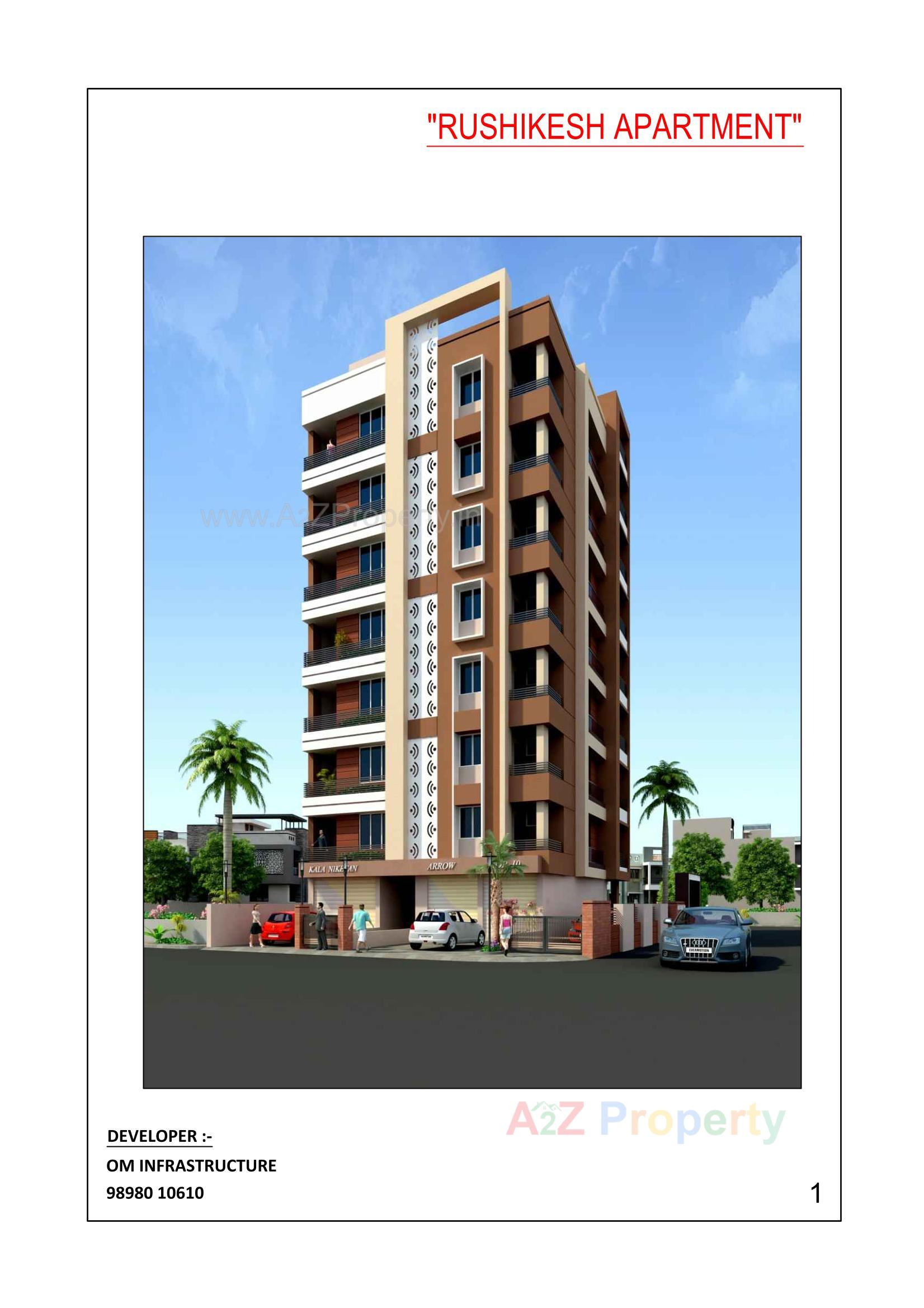 3D Elevation of real estate project Rushikesh Apartment located at Rajpur, Ahmedabad, Gujarat
