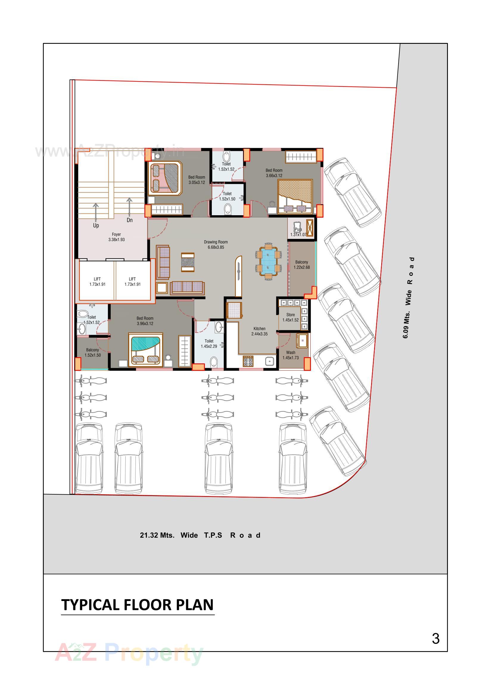 Layout of real estate project Rushikesh Apartment located at Rajpur, Ahmedabad, Gujarat