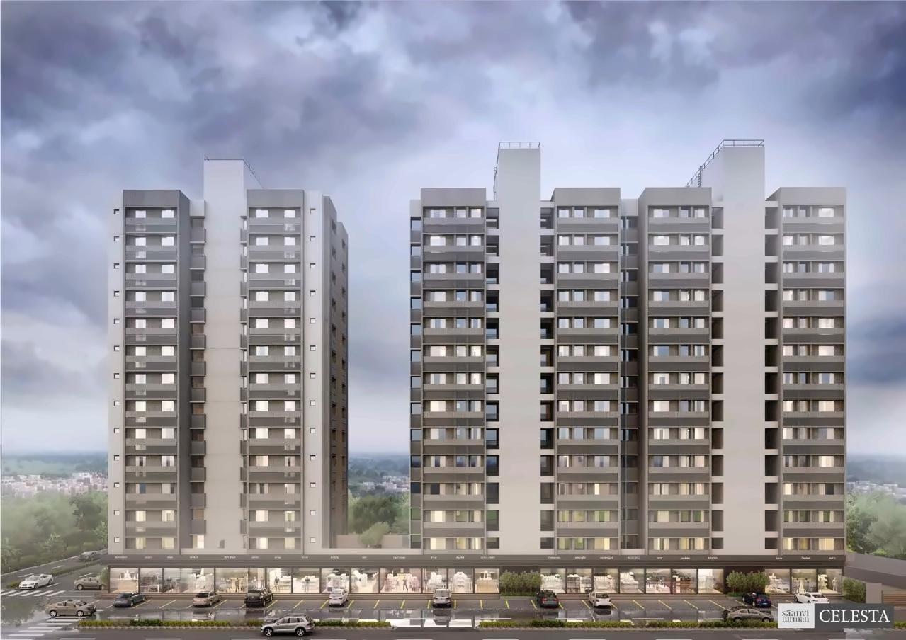 3D Elevation of real estate project Saanvi Nirman Celesta located at Ghuma, Ahmedabad, Gujarat
