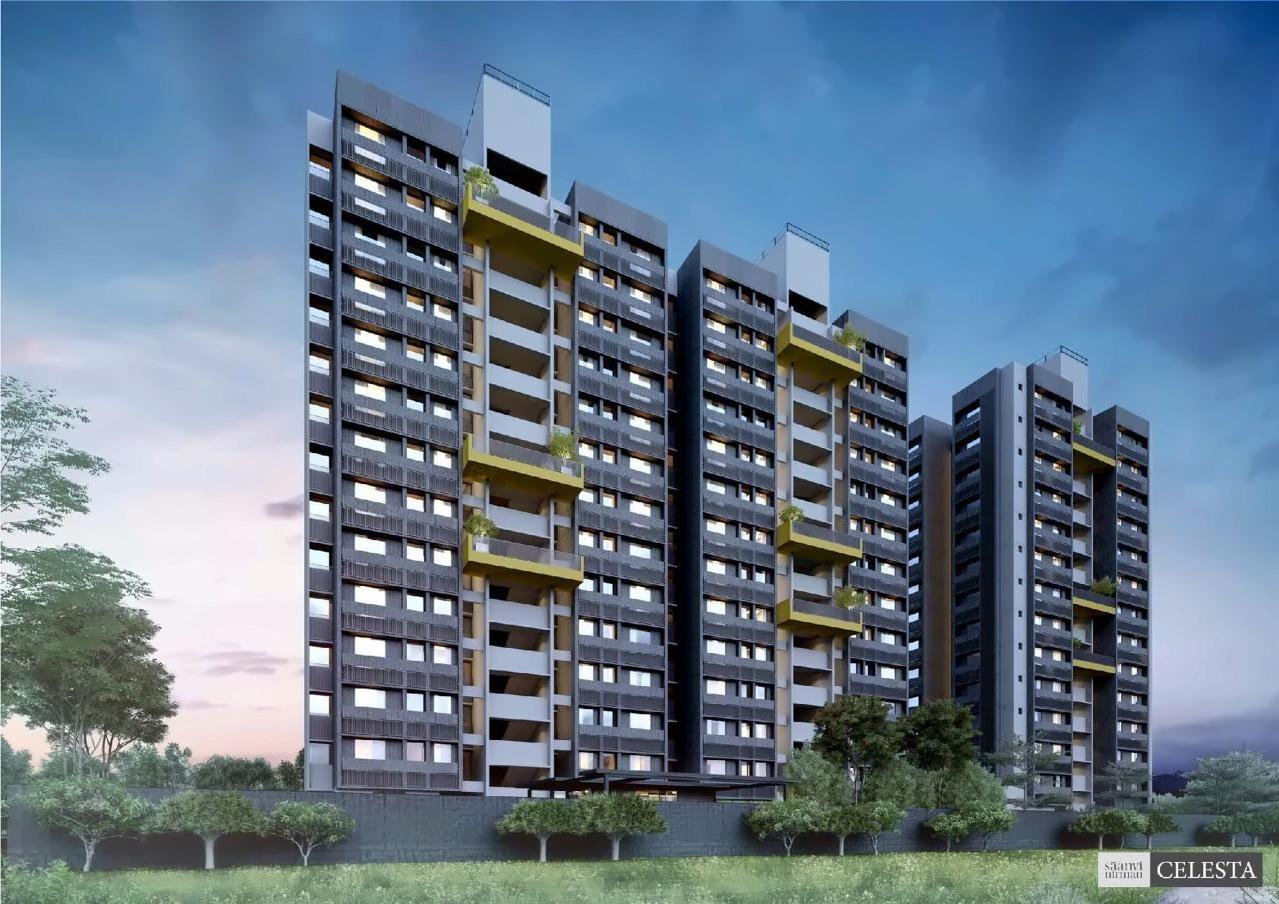 3D Elevation of real estate project Saanvi Nirman Celesta located at Ghuma, Ahmedabad, Gujarat