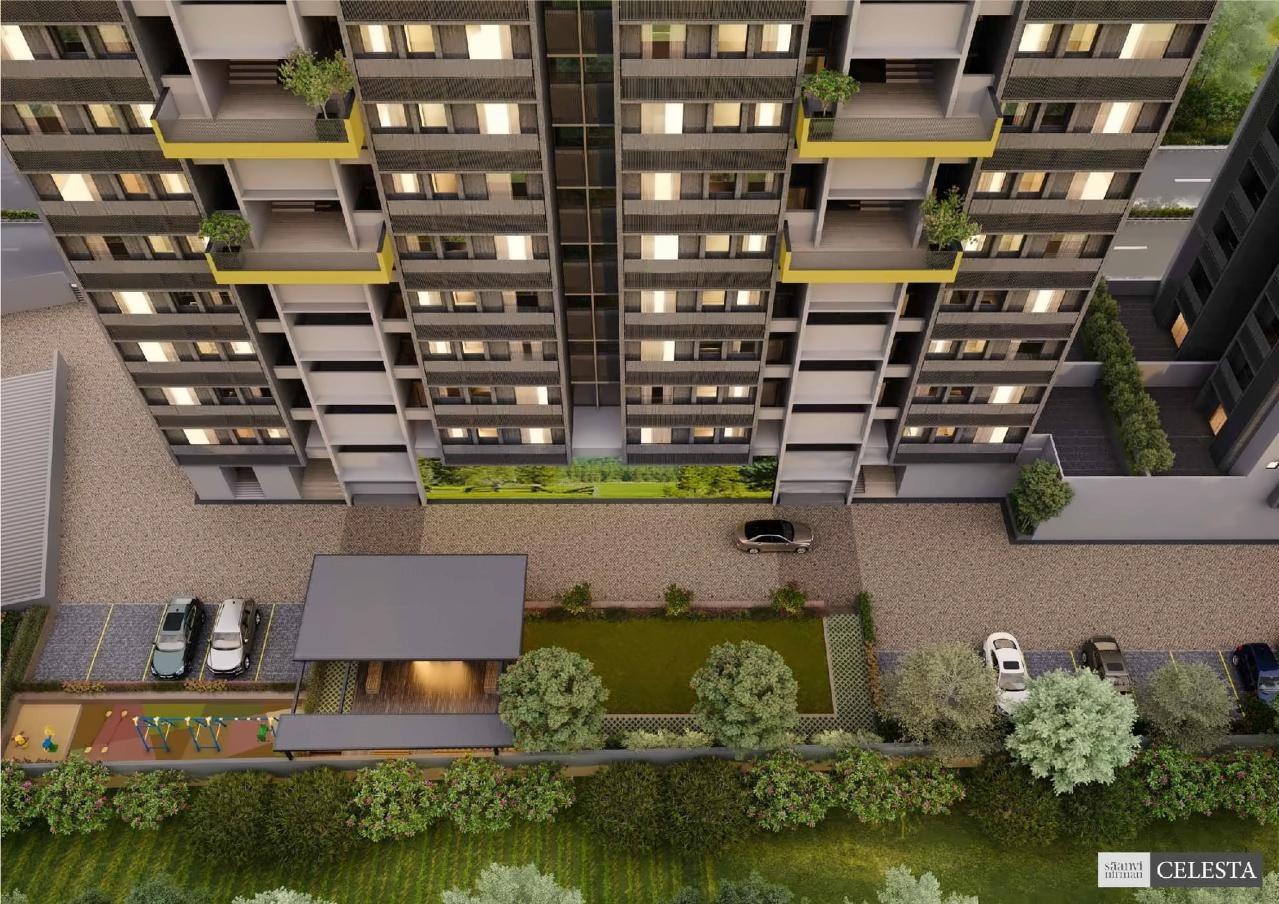 3D Elevation of real estate project Saanvi Nirman Celesta located at Ghuma, Ahmedabad, Gujarat