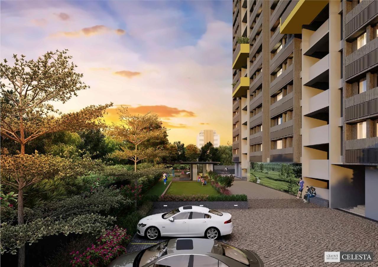 3D Elevation of real estate project Saanvi Nirman Celesta located at Ghuma, Ahmedabad, Gujarat