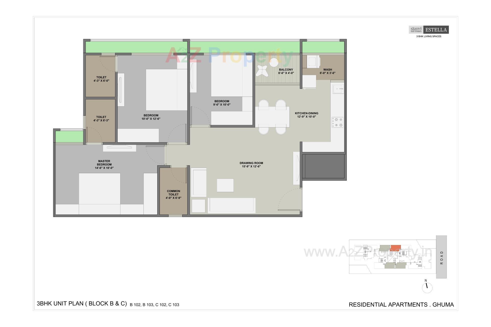 Layout of real estate project Saanvi Nirman Estella located at Ghuma, Ahmedabad, Gujarat