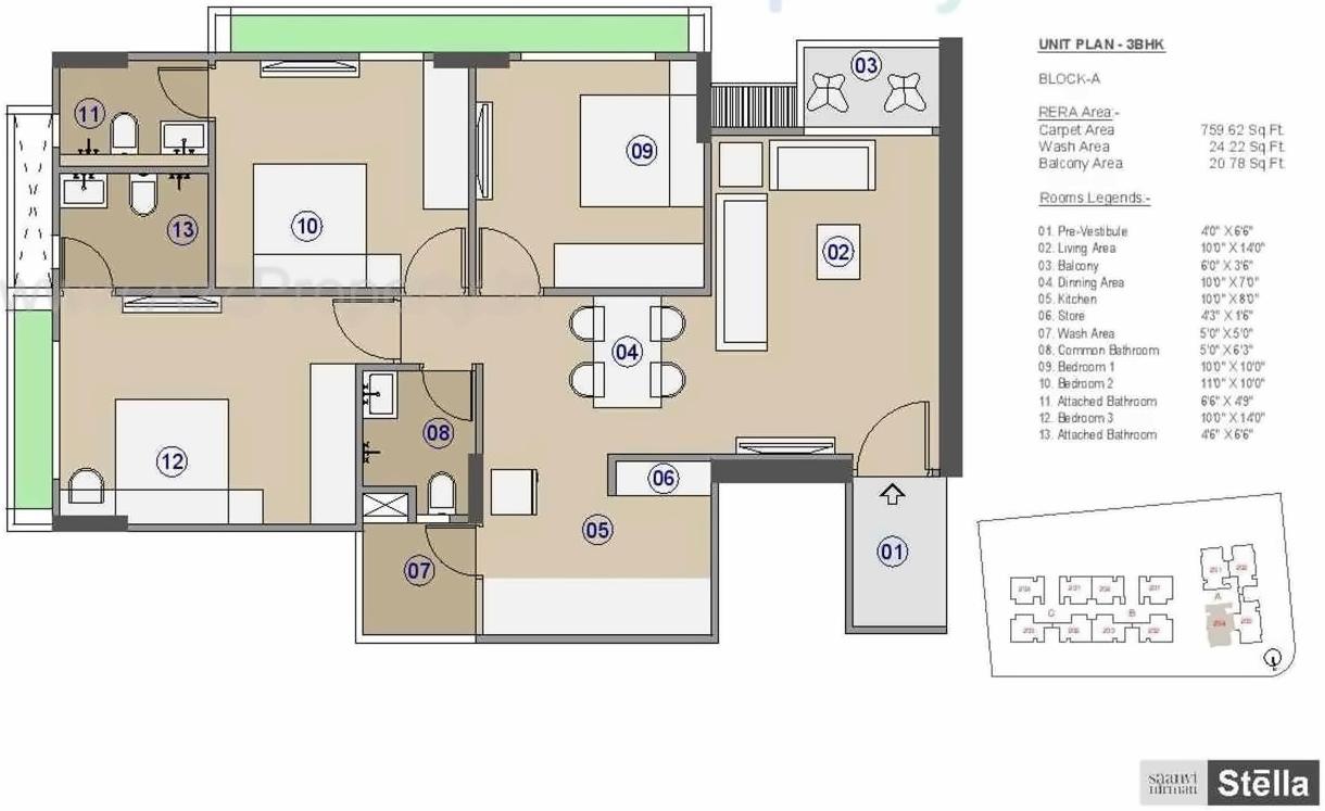 Layout of real estate project Saanvi Nirman Stella located at Ghuma, Ahmedabad, Gujarat