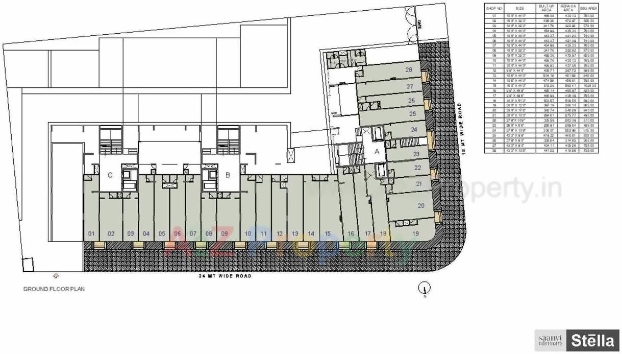 Layout of real estate project Saanvi Nirman Stella located at Ghuma, Ahmedabad, Gujarat