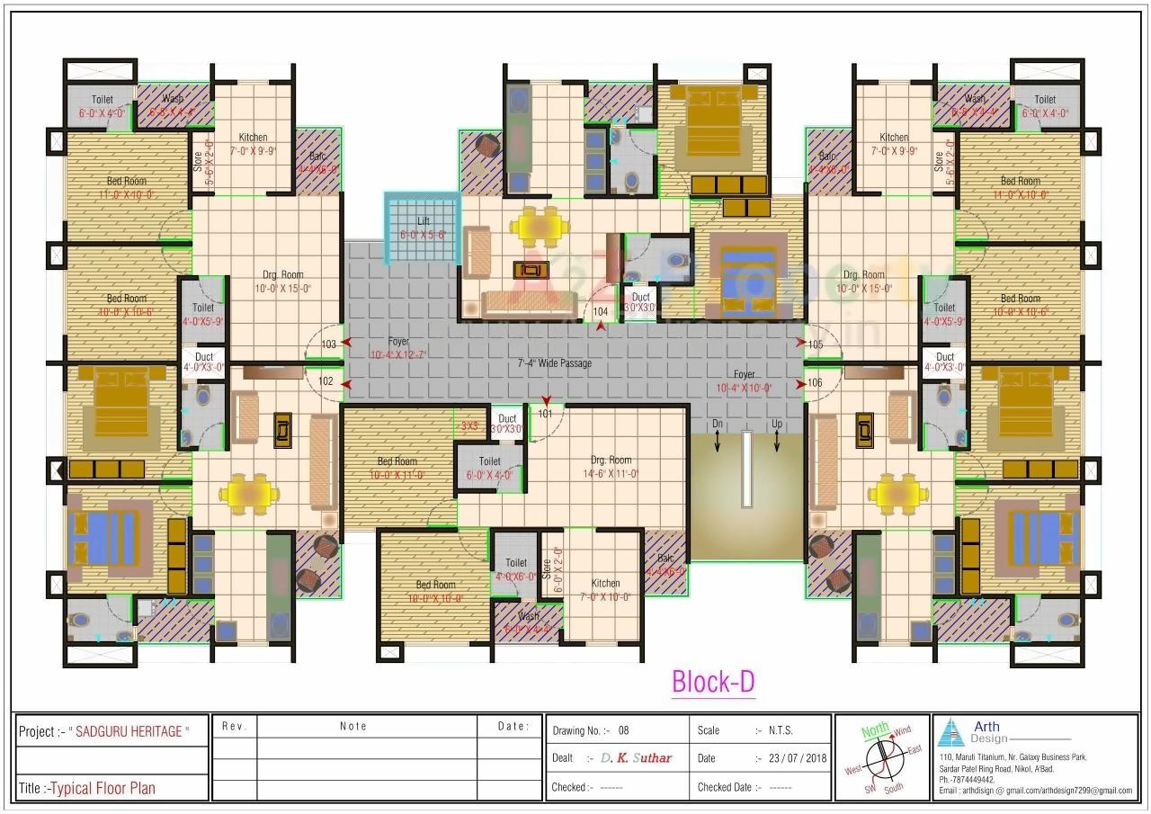 Layout of real estate project Sadguru Heritage located at Vinzol, Ahmedabad, Gujarat