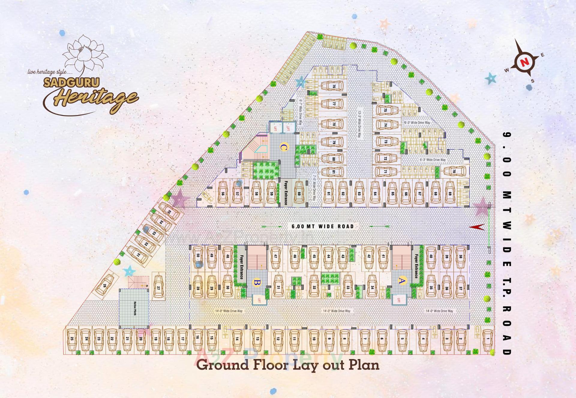 Layout of real estate project Sadguru Heritage located at Vinzol, Ahmedabad, Gujarat