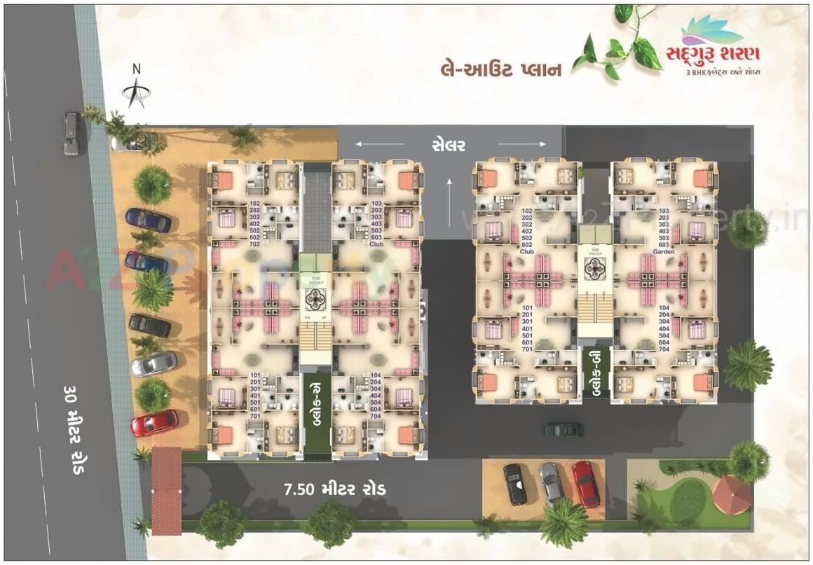 Layout of real estate project Sadguru Sharan located at Nikol, Ahmedabad, Gujarat
