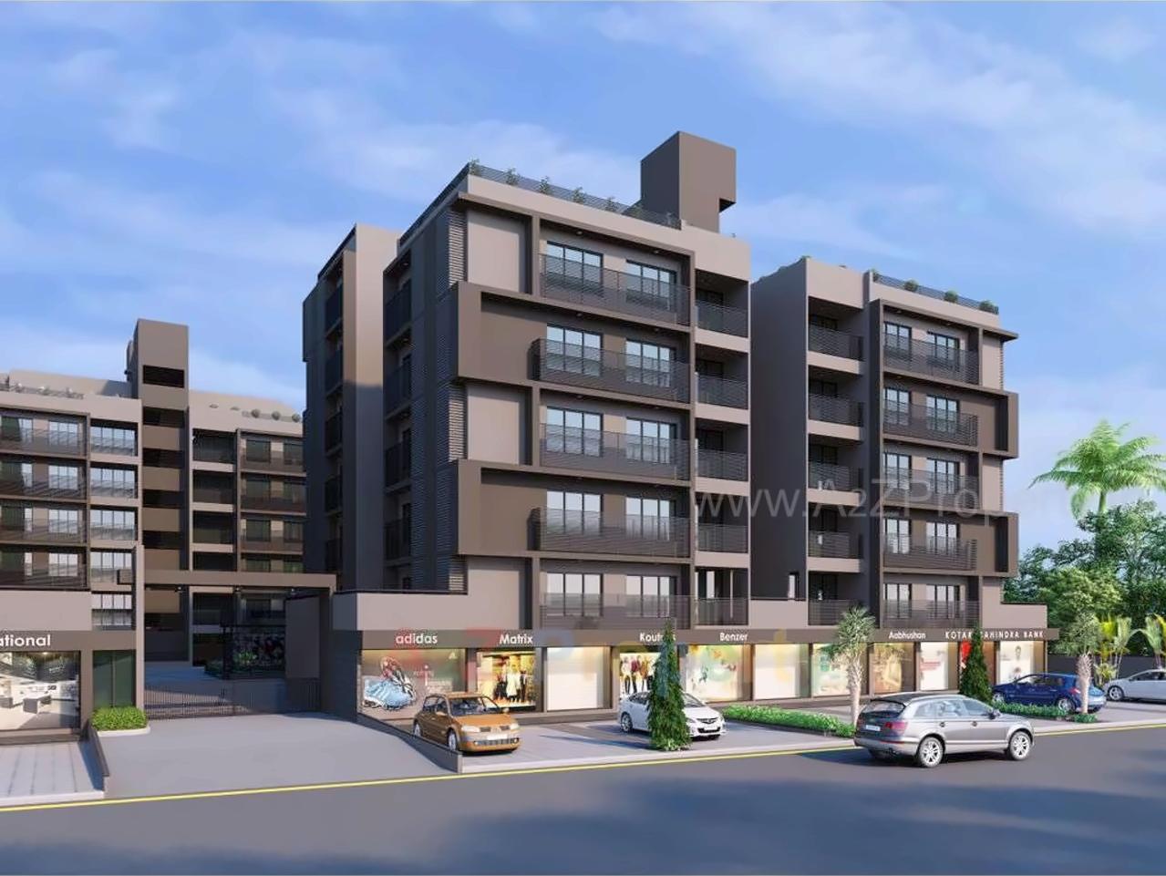 3D Elevation of real estate project Sahaj Prime located at Gota, Ahmedabad, Gujarat