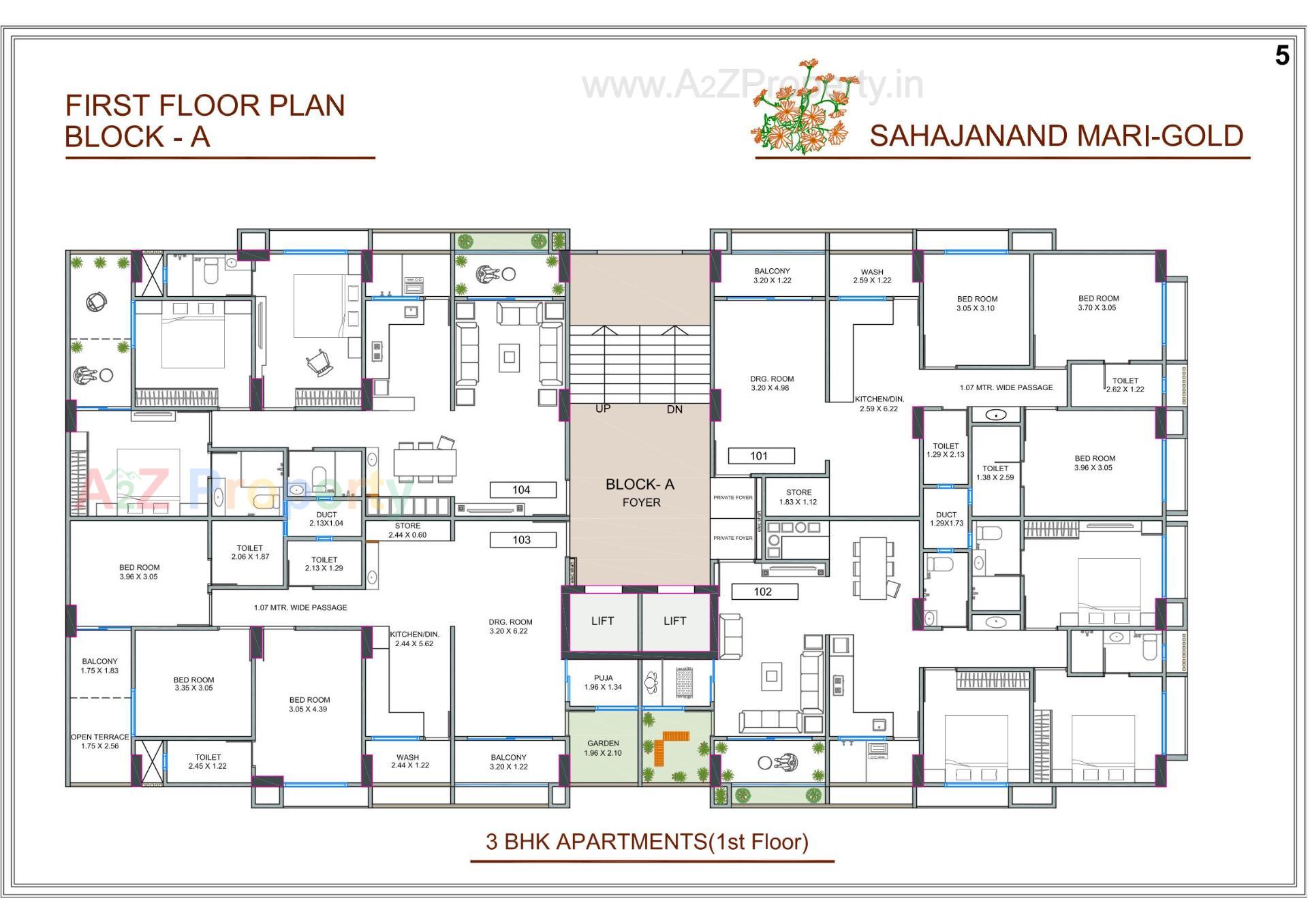Layout of real estate project Sahajanand Marigold located at Chandkheda, Ahmedabad, Gujarat