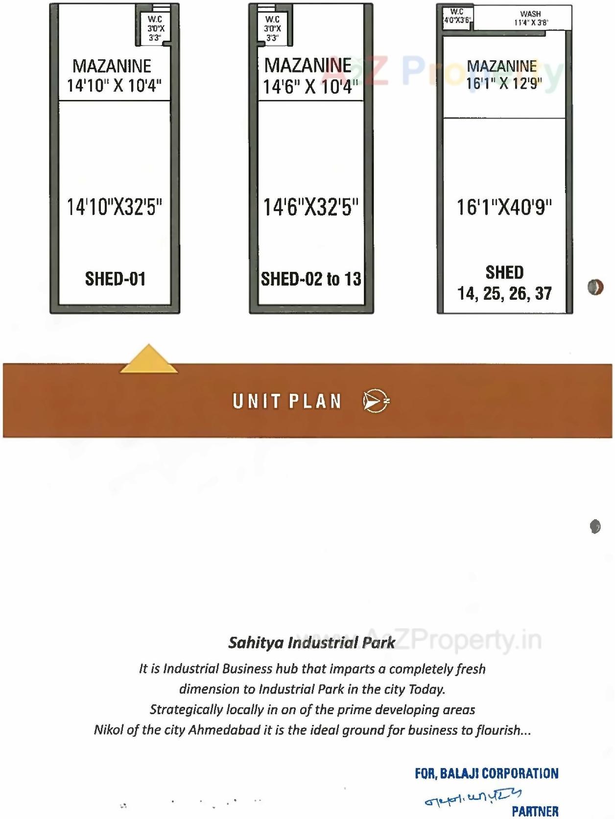 Layout of real estate project Sahitya Industrial Park located at Nikol, Ahmedabad, Gujarat