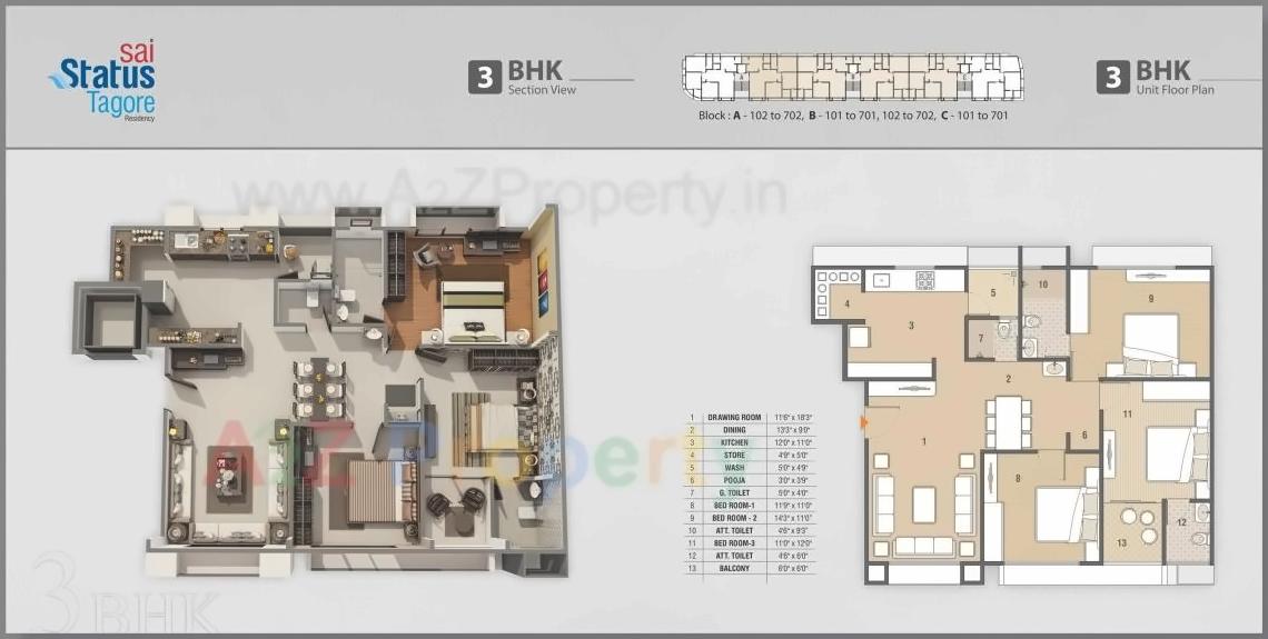 Layout of real estate project Sai Status Tagore Residency located at City, Ahmedabad, Gujarat