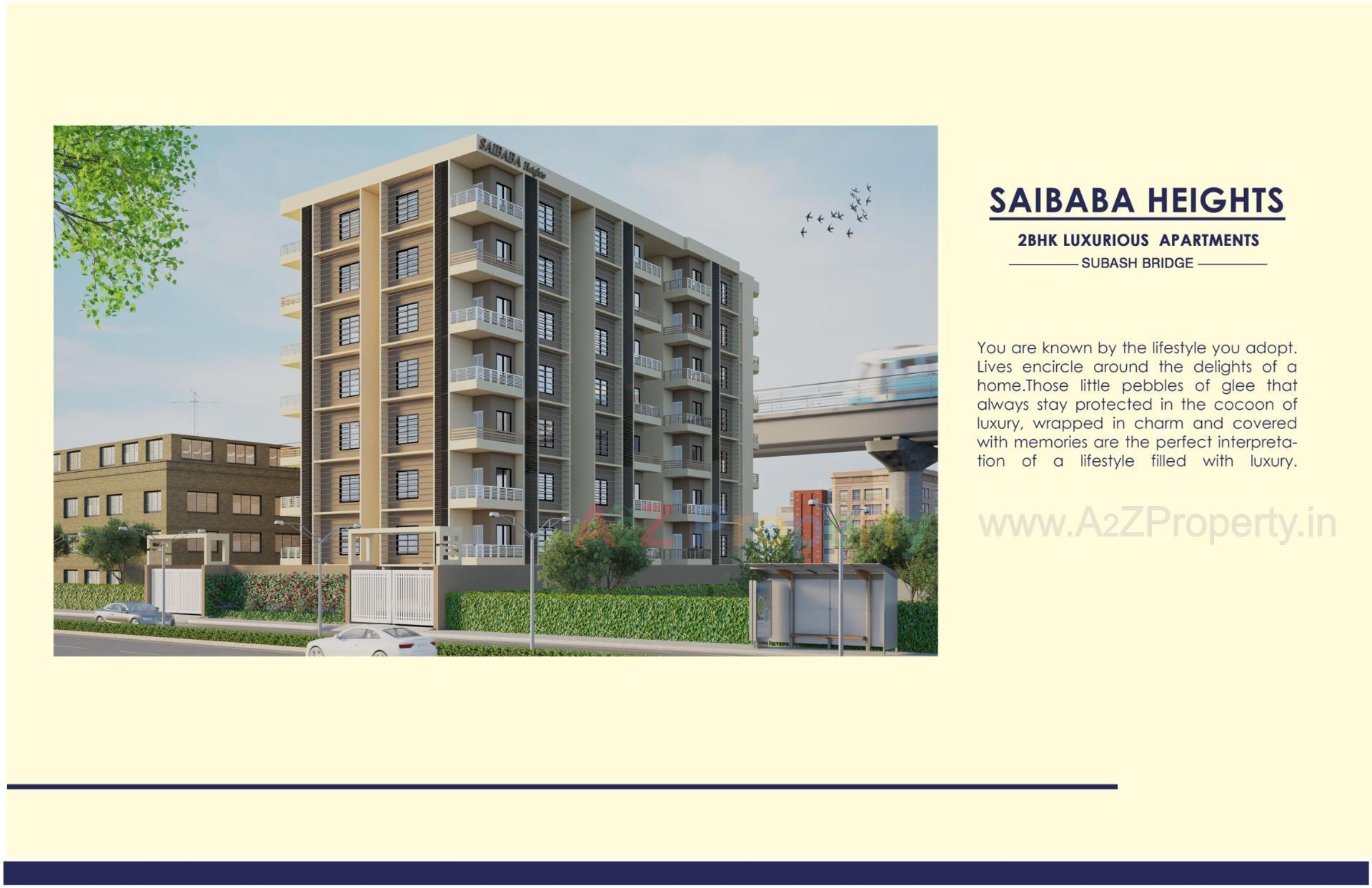 3D Elevation of real estate project Saibaba Heights located at Wadaj, Ahmedabad, Gujarat