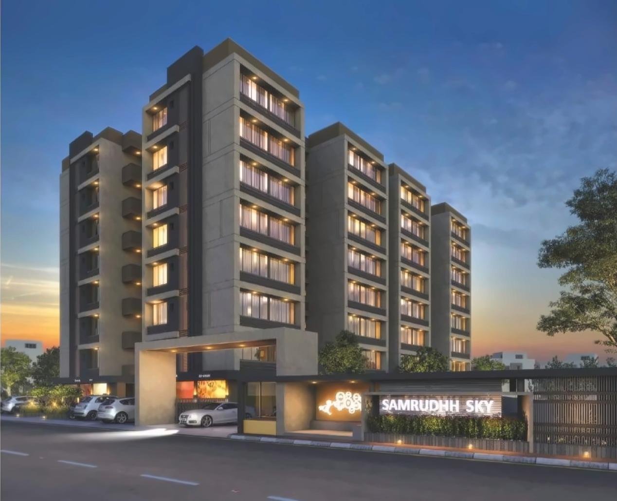 3D Elevation of real estate project Samruddh Sky located at Singrva, Ahmedabad, Gujarat