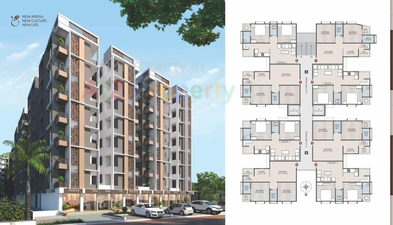3D Elevation of real estate project Sanidhya Flora located at Kali, Ahmedabad, Gujarat