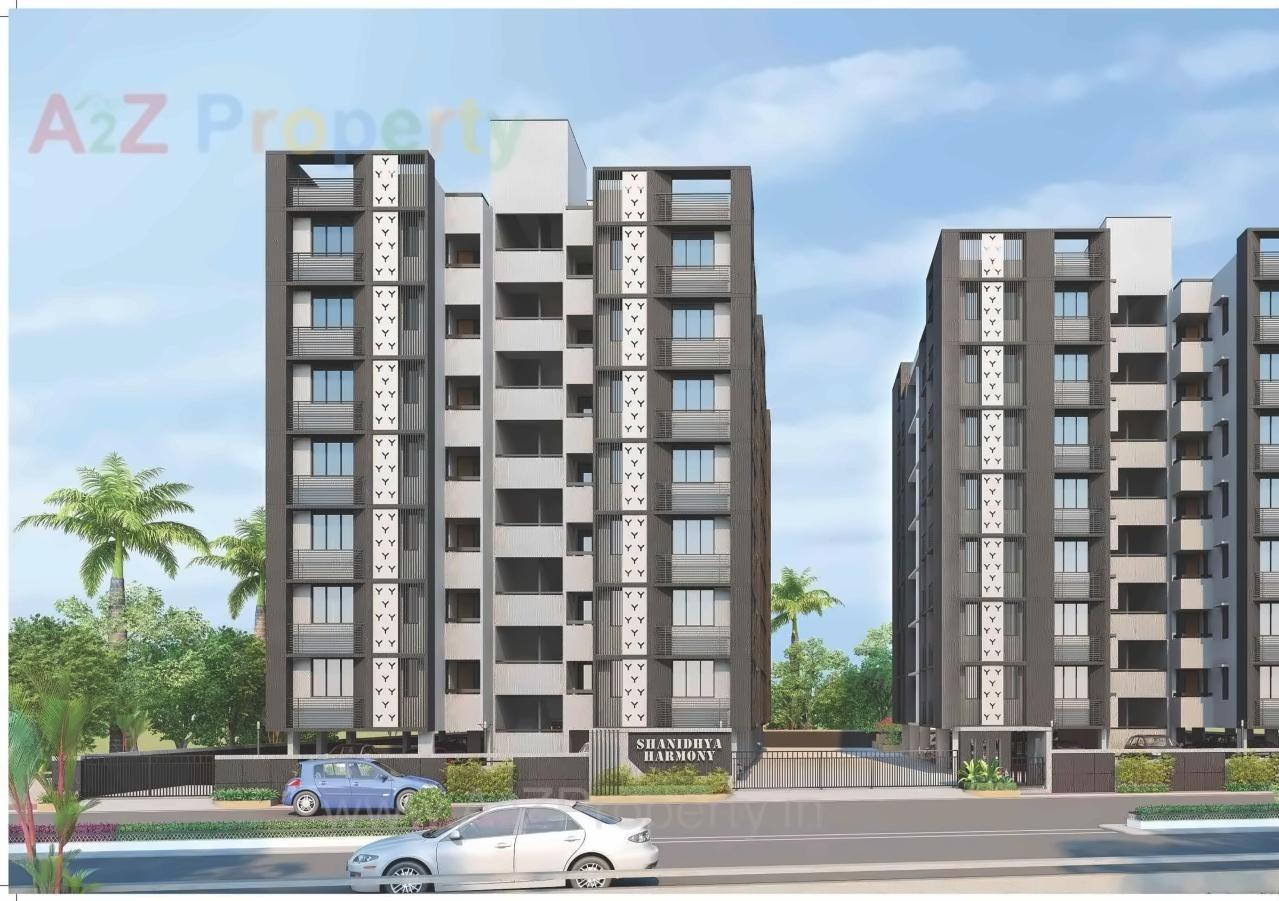3D Elevation of real estate project Sanidhya Harmony located at Makarba, Ahmedabad, Gujarat