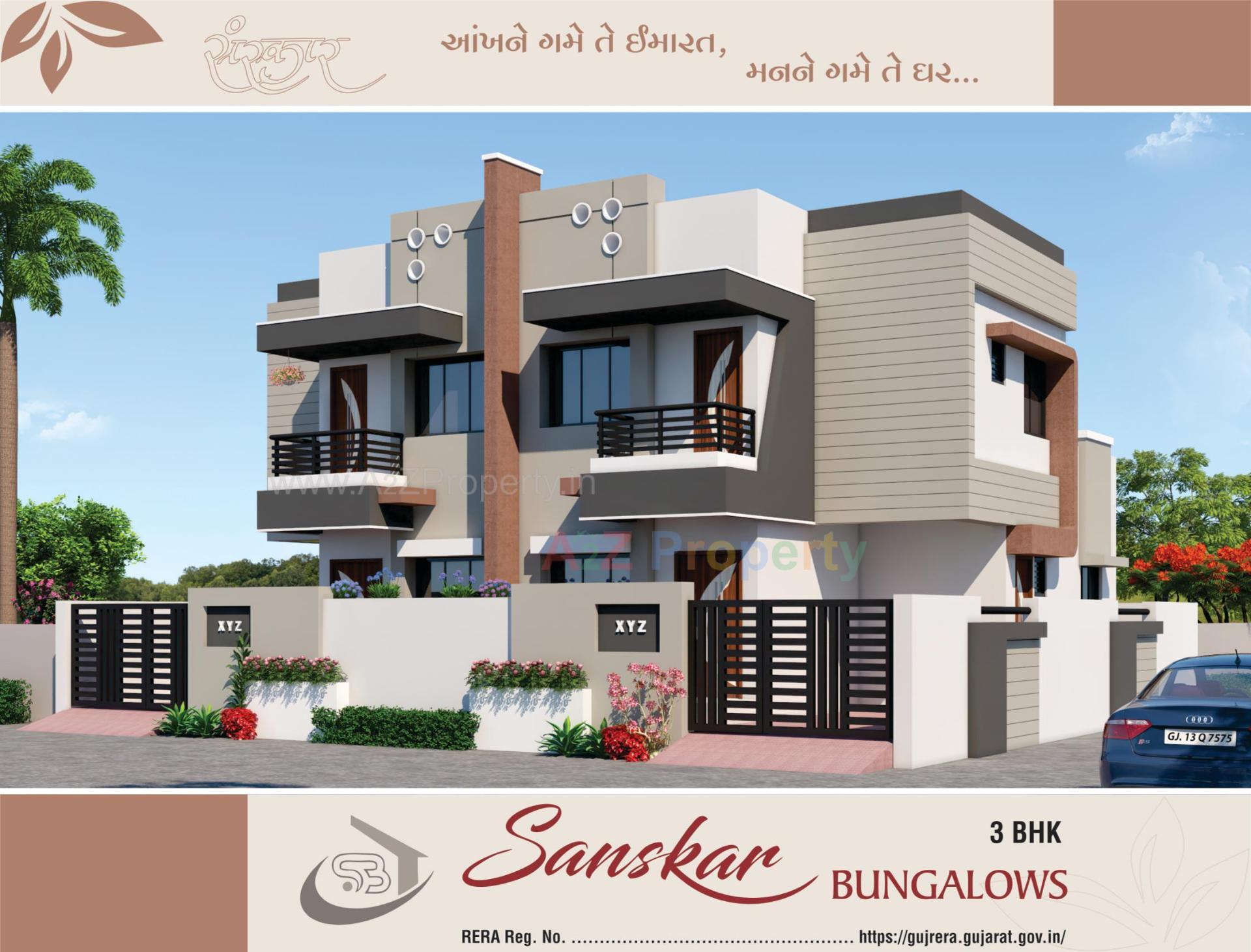 3D Elevation of real estate project Sanskar Bungalows located at Viramgam, Ahmedabad, Gujarat