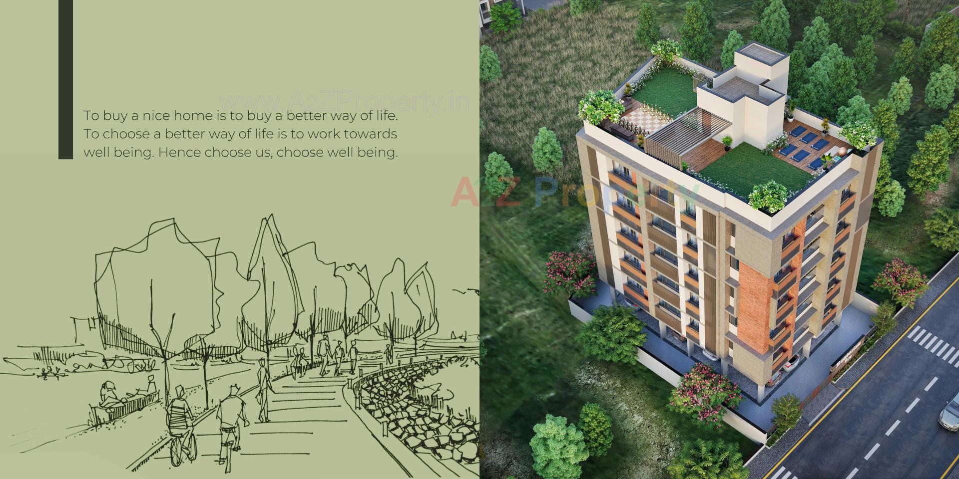 3D Elevation of real estate project Santerian Vista located at Kochrab, Ahmedabad, Gujarat