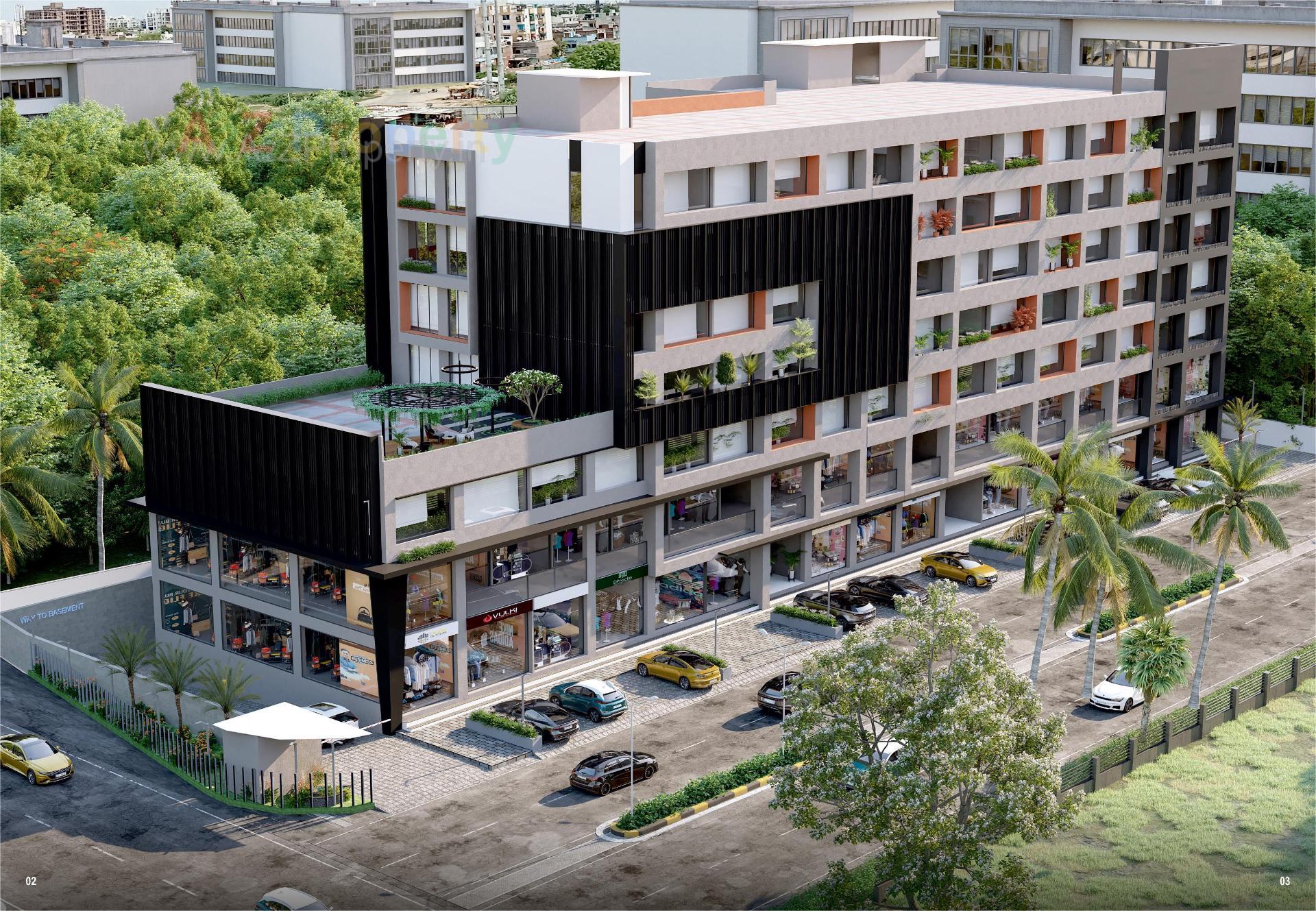 3D Elevation of real estate project Sapphire Business Park located at Makarba, Ahmedabad, Gujarat