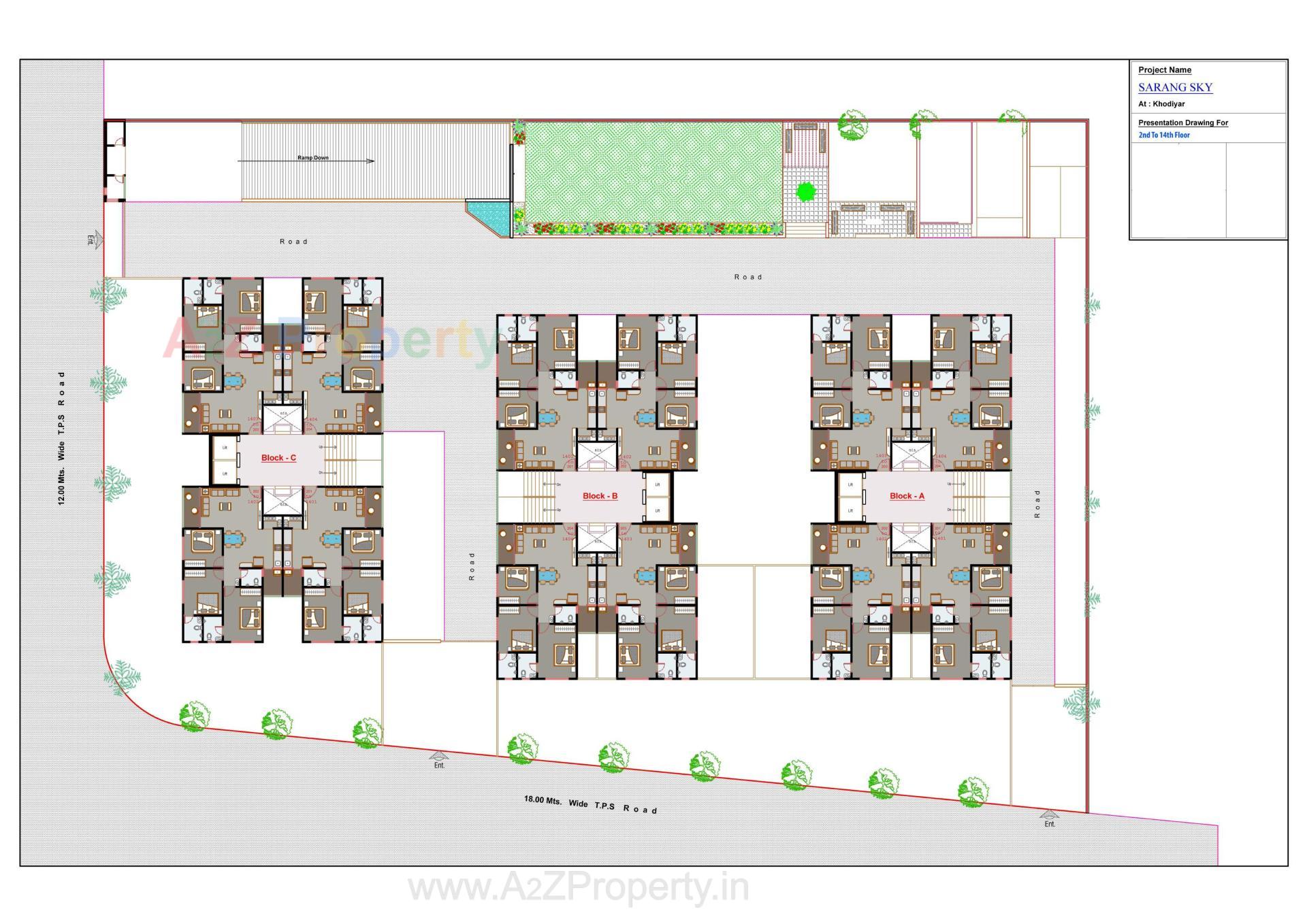 Layout of real estate project Sarang Sky located at Khodiyar, Ahmedabad, Gujarat