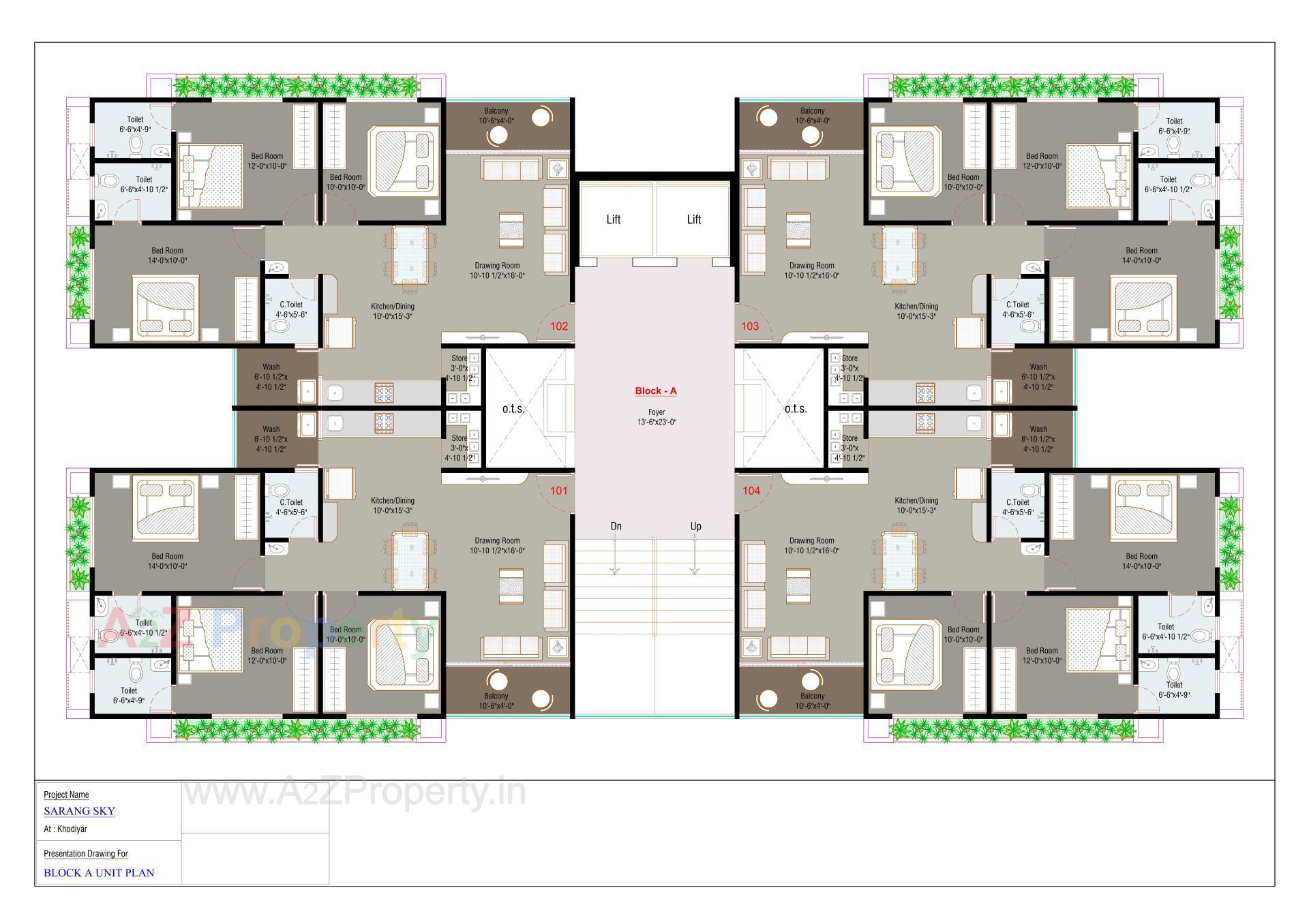Layout of real estate project Sarang Sky located at Khodiyar, Ahmedabad, Gujarat