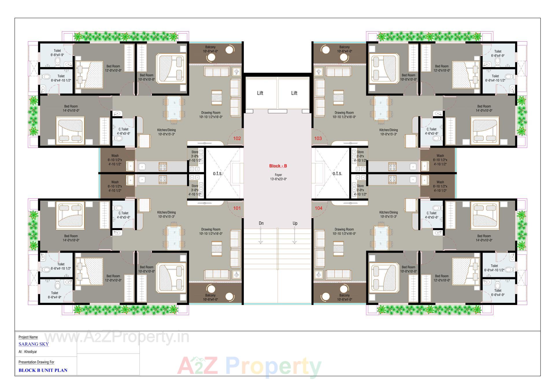Layout of real estate project Sarang Sky located at Khodiyar, Ahmedabad, Gujarat