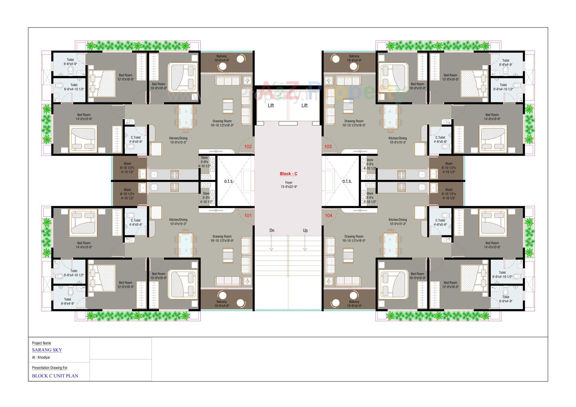 Layout of real estate project Sarang Sky located at Khodiyar, Ahmedabad, Gujarat