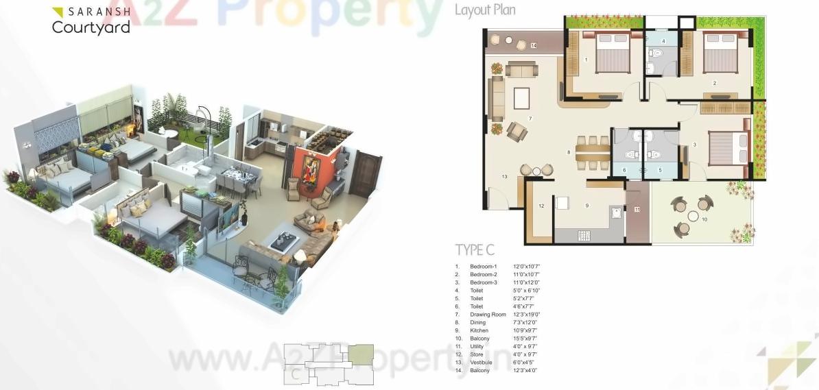 Layout of real estate project Saransh Courtyard located at Vasna, Ahmedabad, Gujarat
