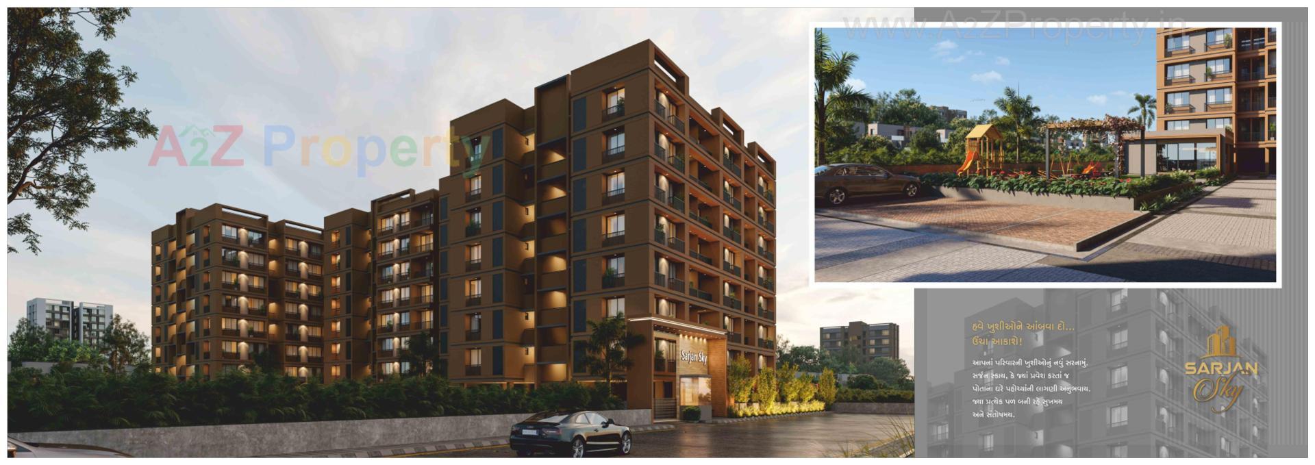 3D Elevation of real estate project Sarjan Sky located at Hanspura, Ahmedabad, Gujarat