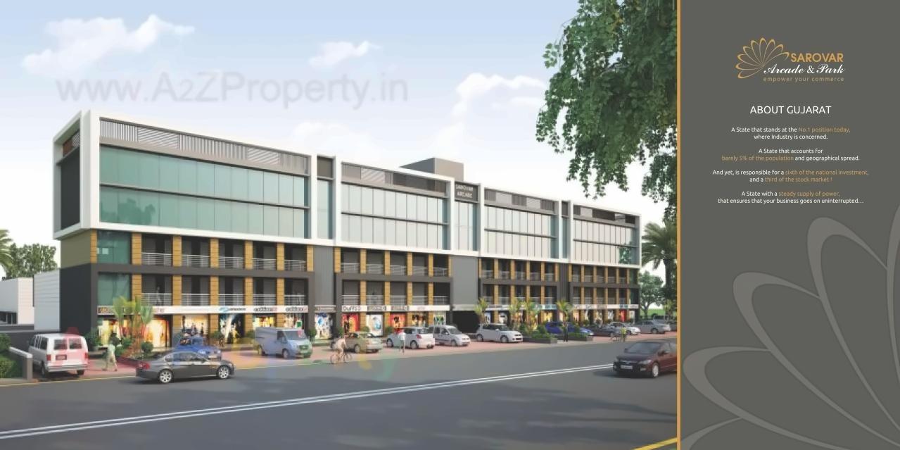3D Elevation of real estate project Sarovar Arcade   Park located at Hathijan, Ahmedabad, Gujarat