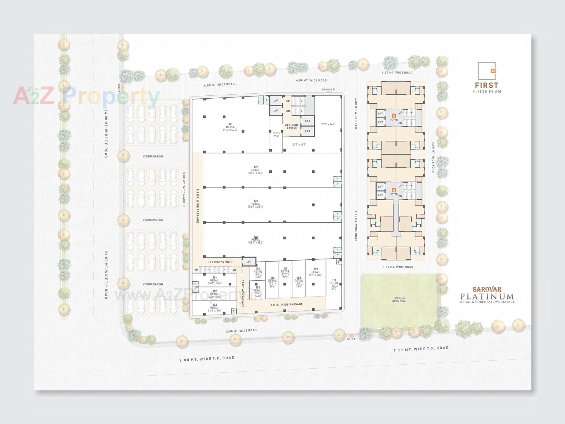 Layout of real estate project Sarovar Platinum located at Rajpur--hirpur, Ahmedabad, Gujarat