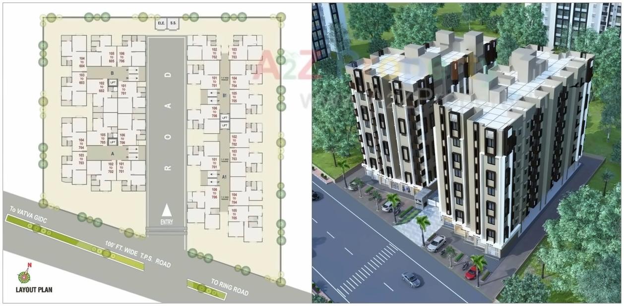Layout of real estate project Sarthi Parisar located at Ramol, Ahmedabad, Gujarat