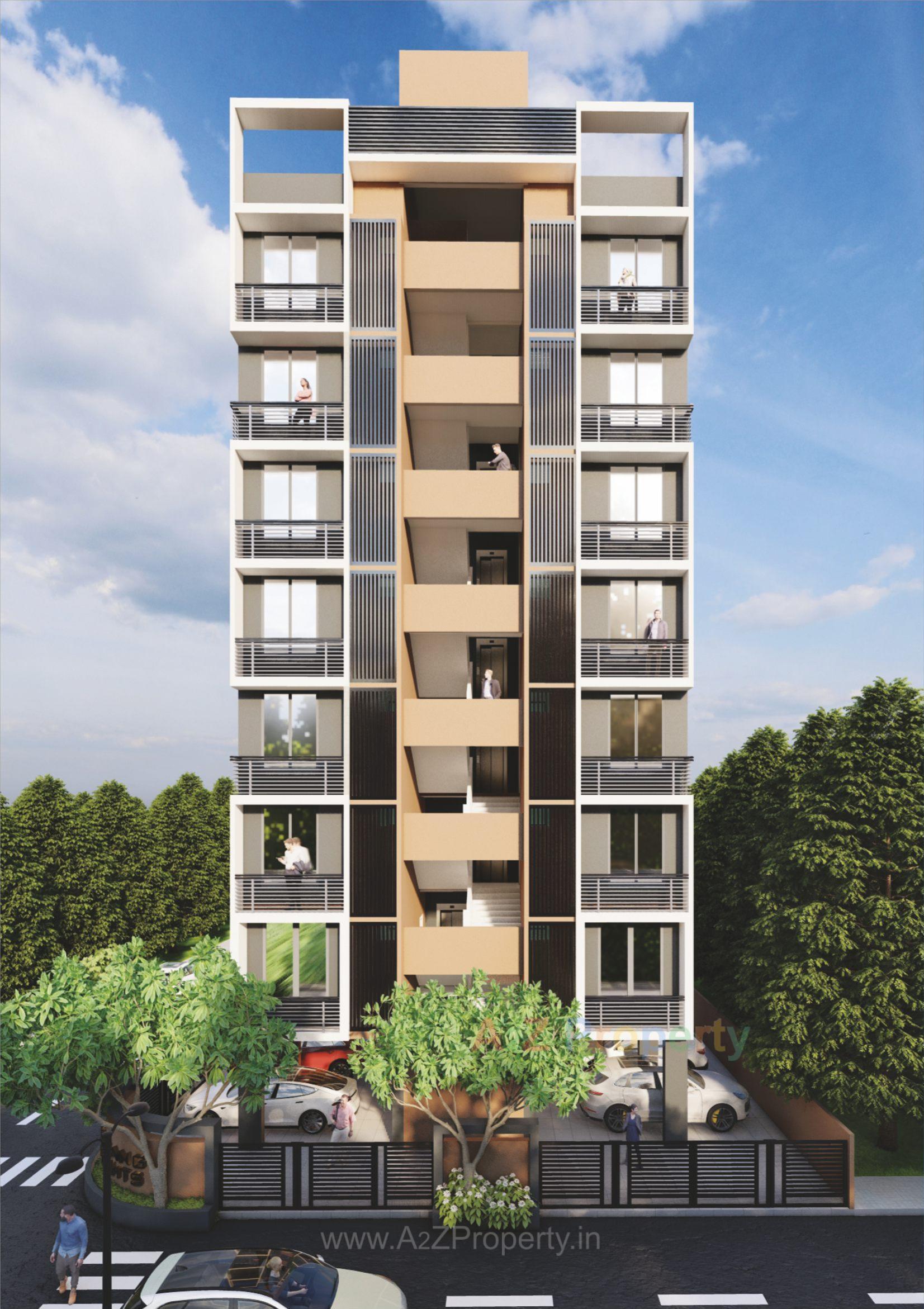 3D Elevation of real estate project Satsang Heights located at Ghuma, Ahmedabad, Gujarat