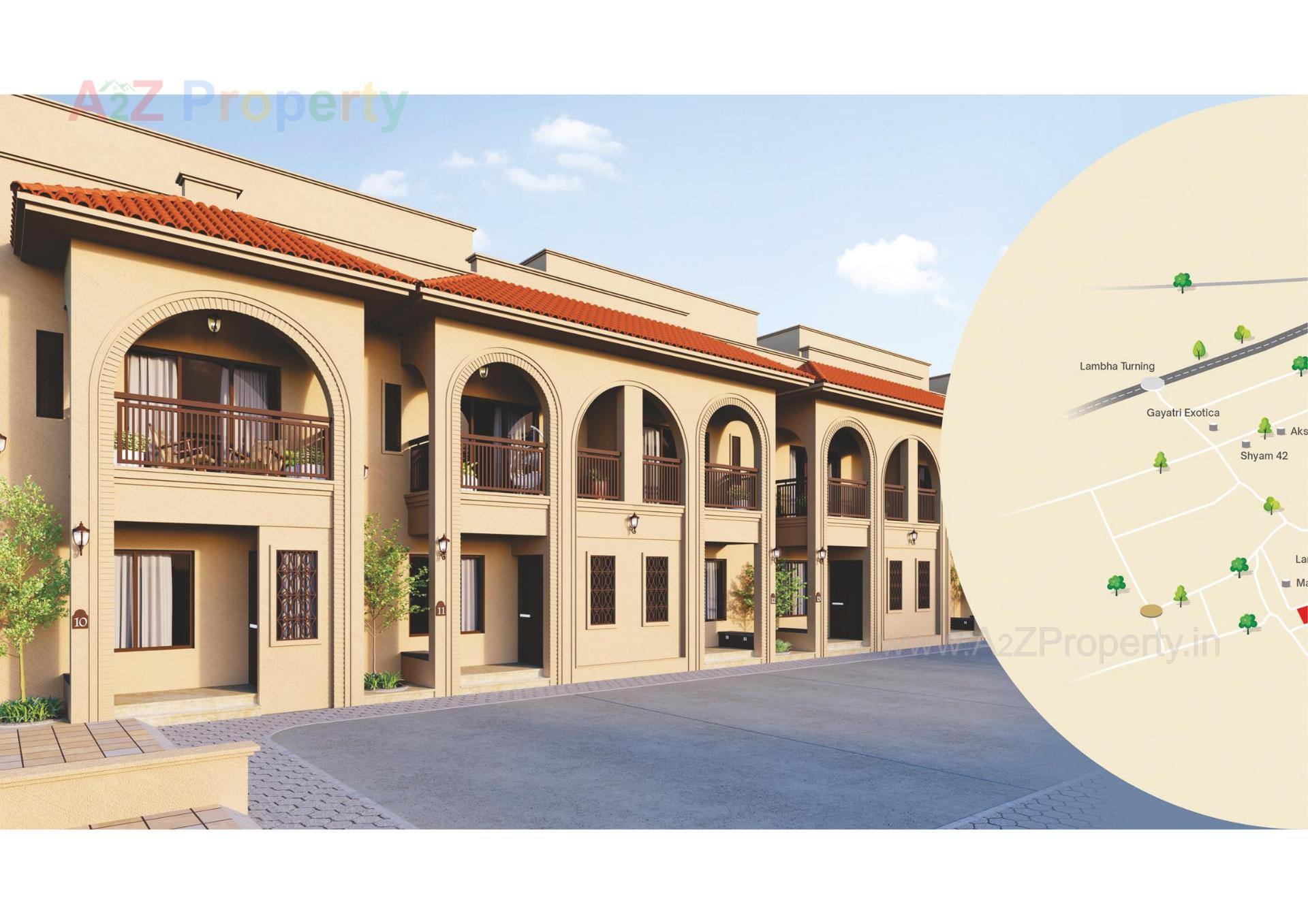 3D Elevation of real estate project Sattva Villa located at Laxmipura, Ahmedabad, Gujarat