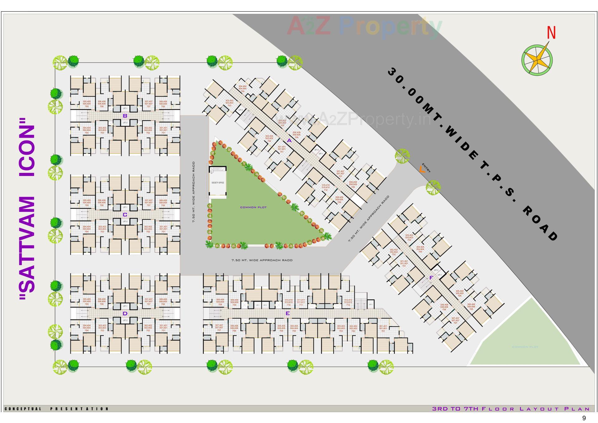 Layout of real estate project Sattvam Icon located at Vinzol, Ahmedabad, Gujarat